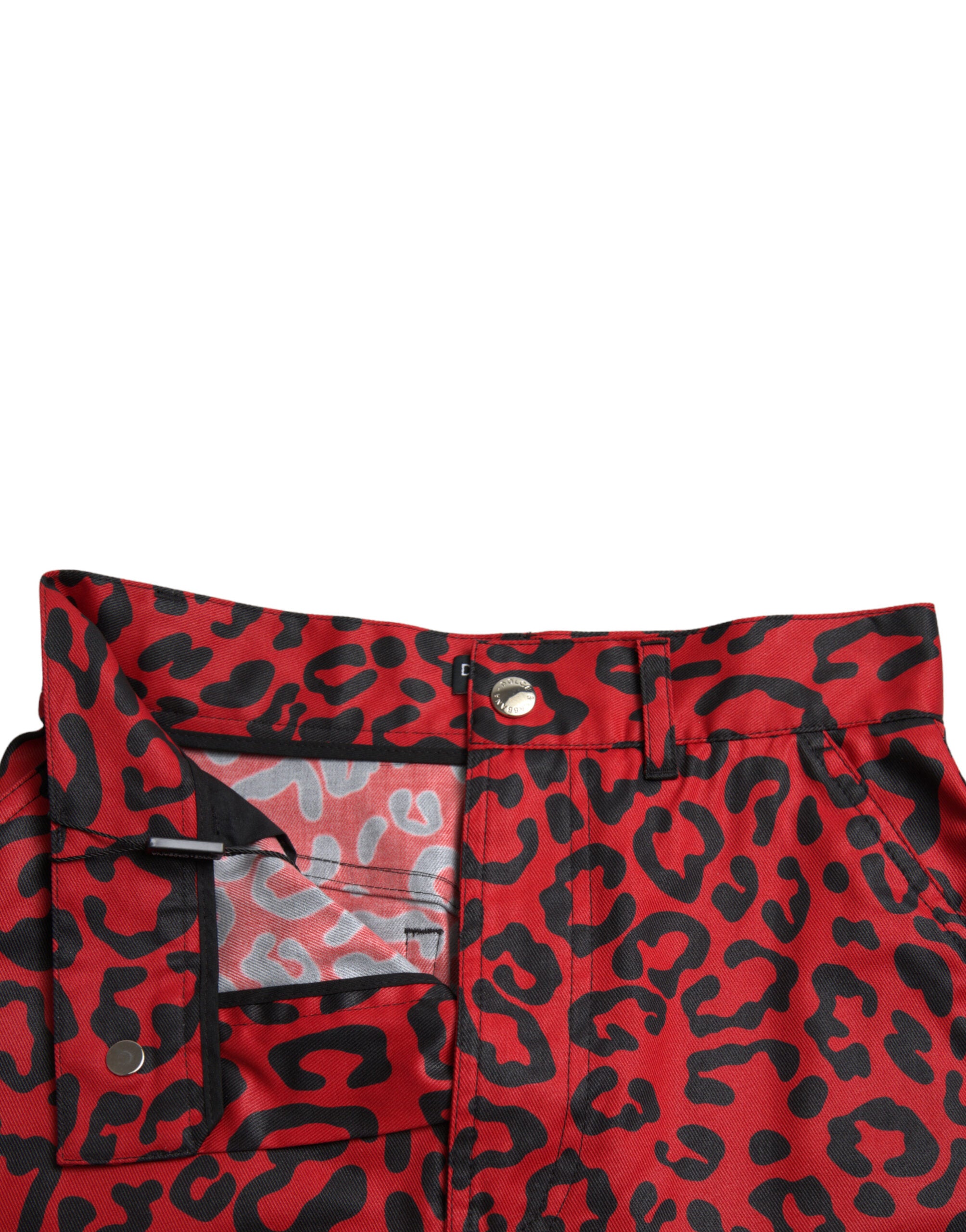Dolce &amp; Gabbana Hoch taillierter Minirock mit rotem Leopardenmuster