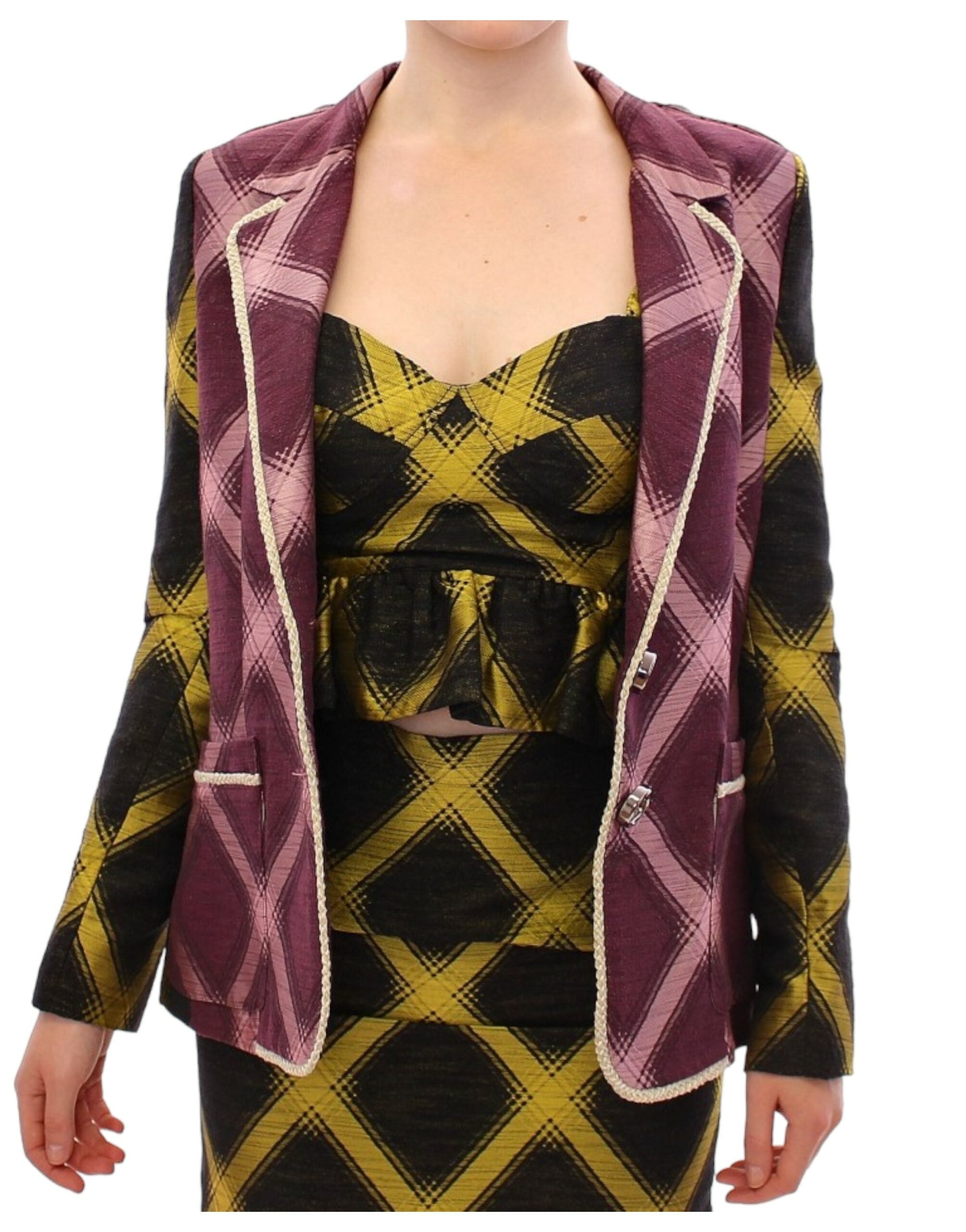 House of Holland – Schicker Blazer mit violettem Karomuster