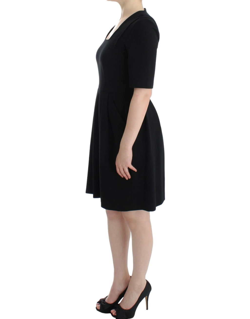 CO|TE Elegantes schwarzes kurzärmliges Venus-Kleid