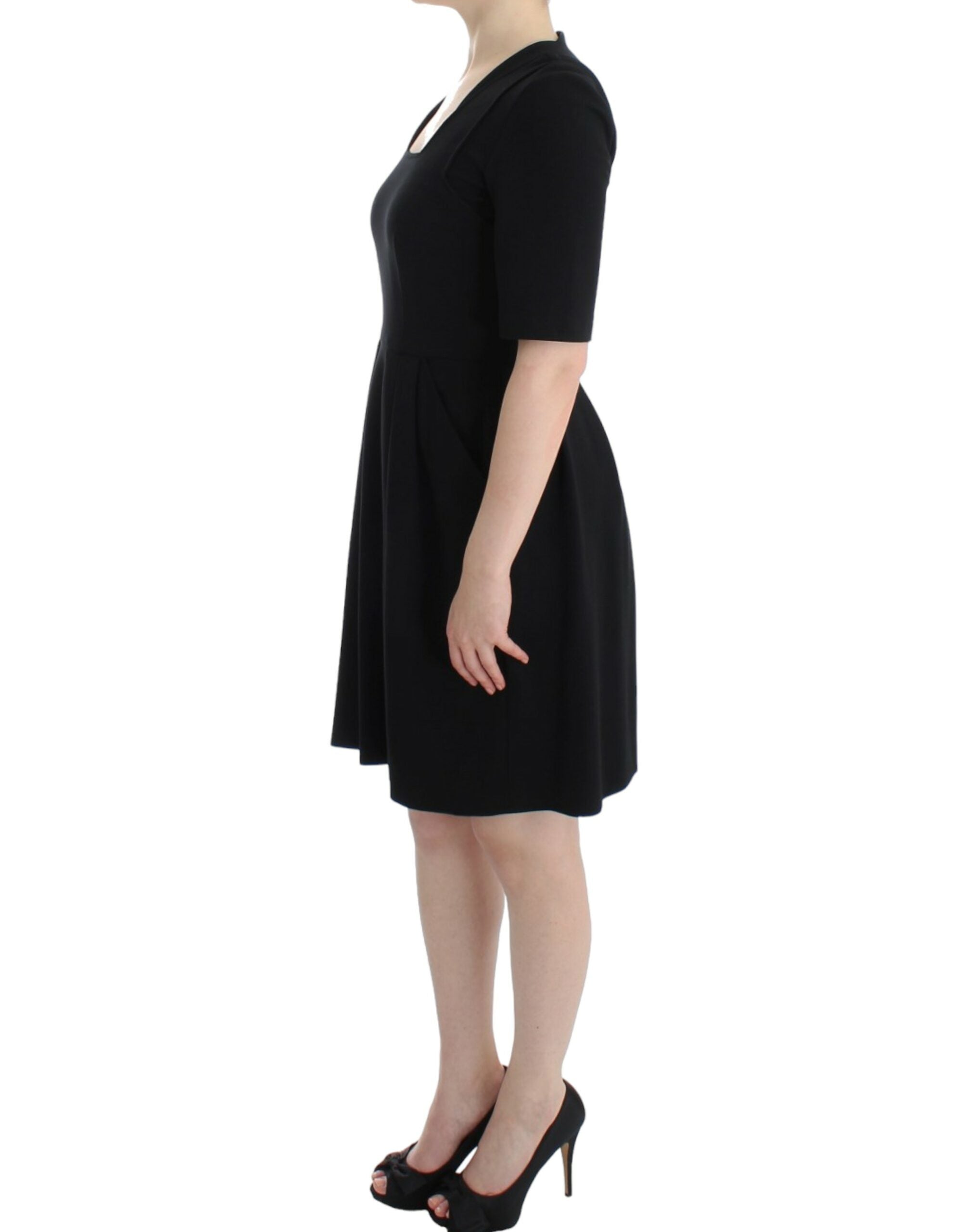 CO|TE Elegantes schwarzes kurzärmliges Venus-Kleid