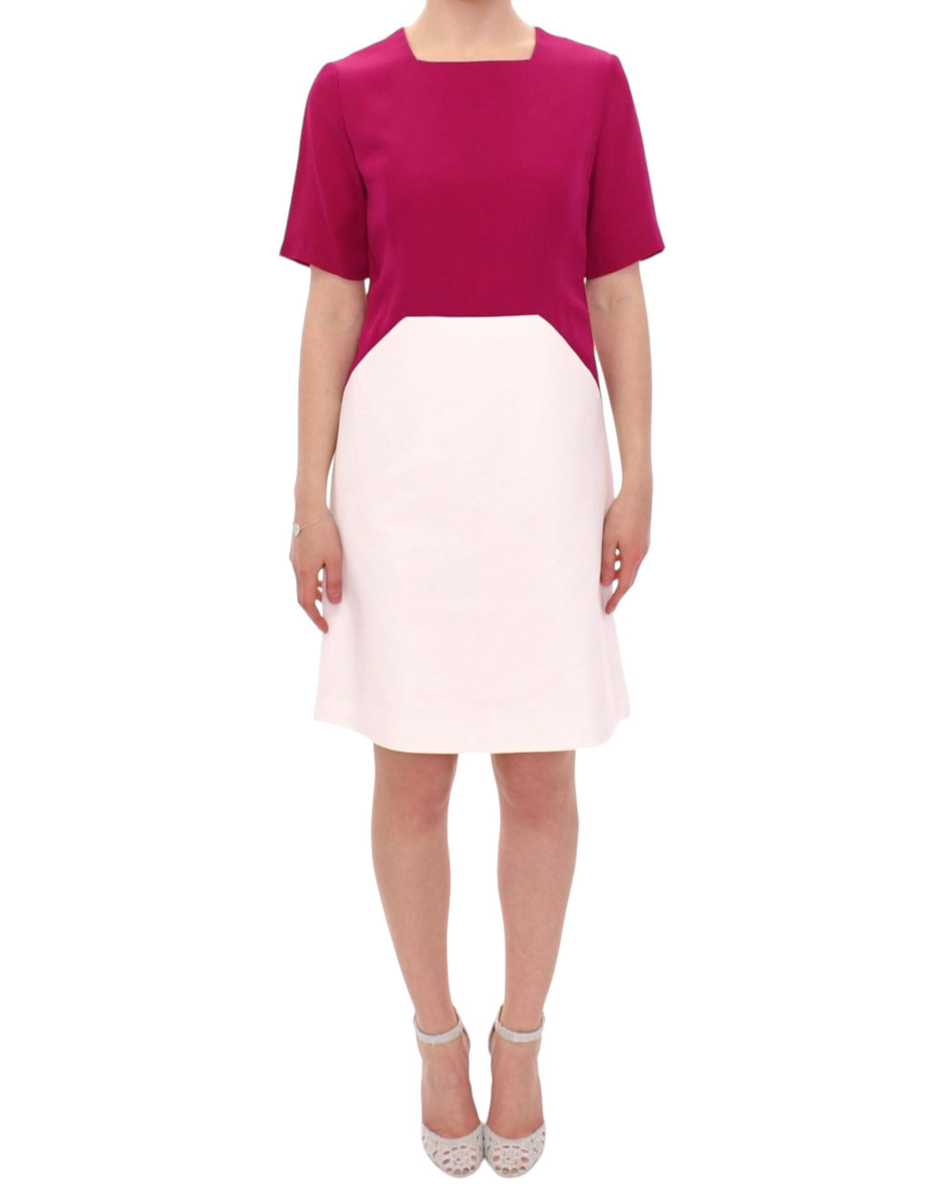 CO|TE Schickes weißes und rosa Shift-Roboterkleid