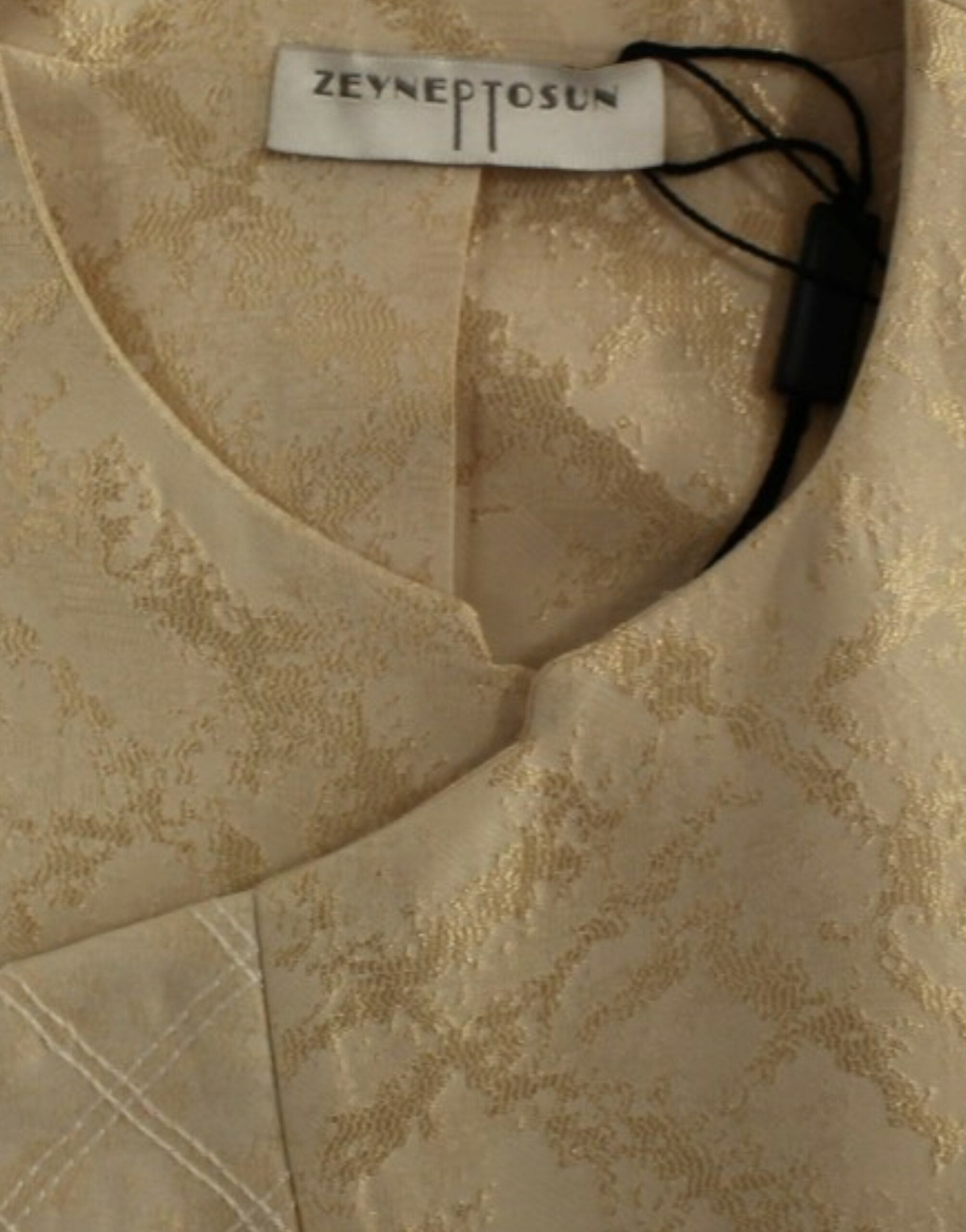 Zeyneptosun Exquisite beige Brokat-Weste ohne Ärmel
