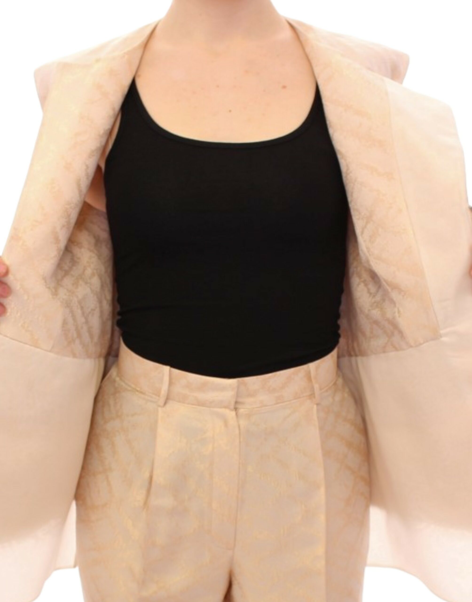 Zeyneptosun Exquisite beige Brokat-Weste ohne Ärmel