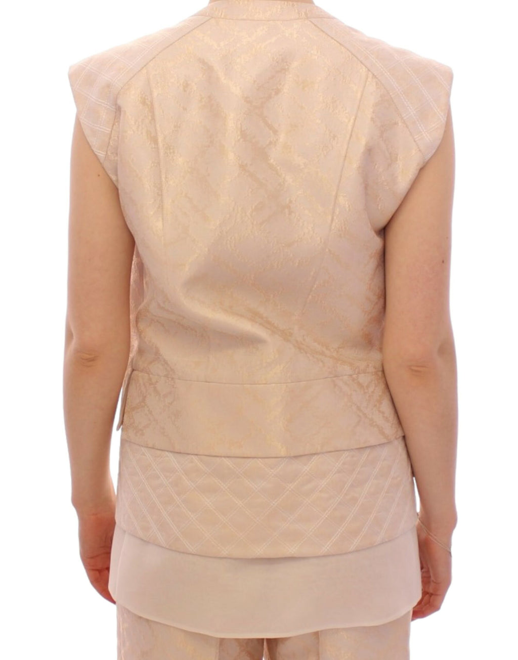 Zeyneptosun Exquisite beige Brokat-Weste ohne Ärmel