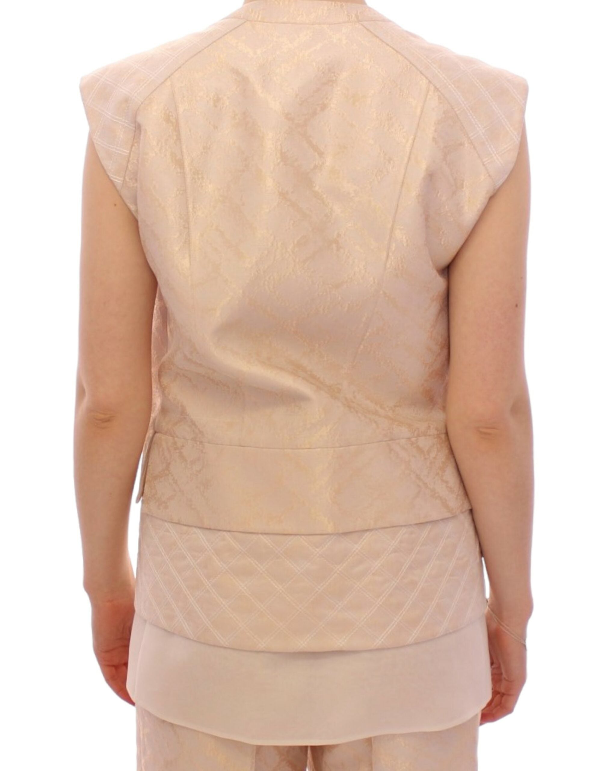 Zeyneptosun Exquisite beige Brokat-Weste ohne Ärmel