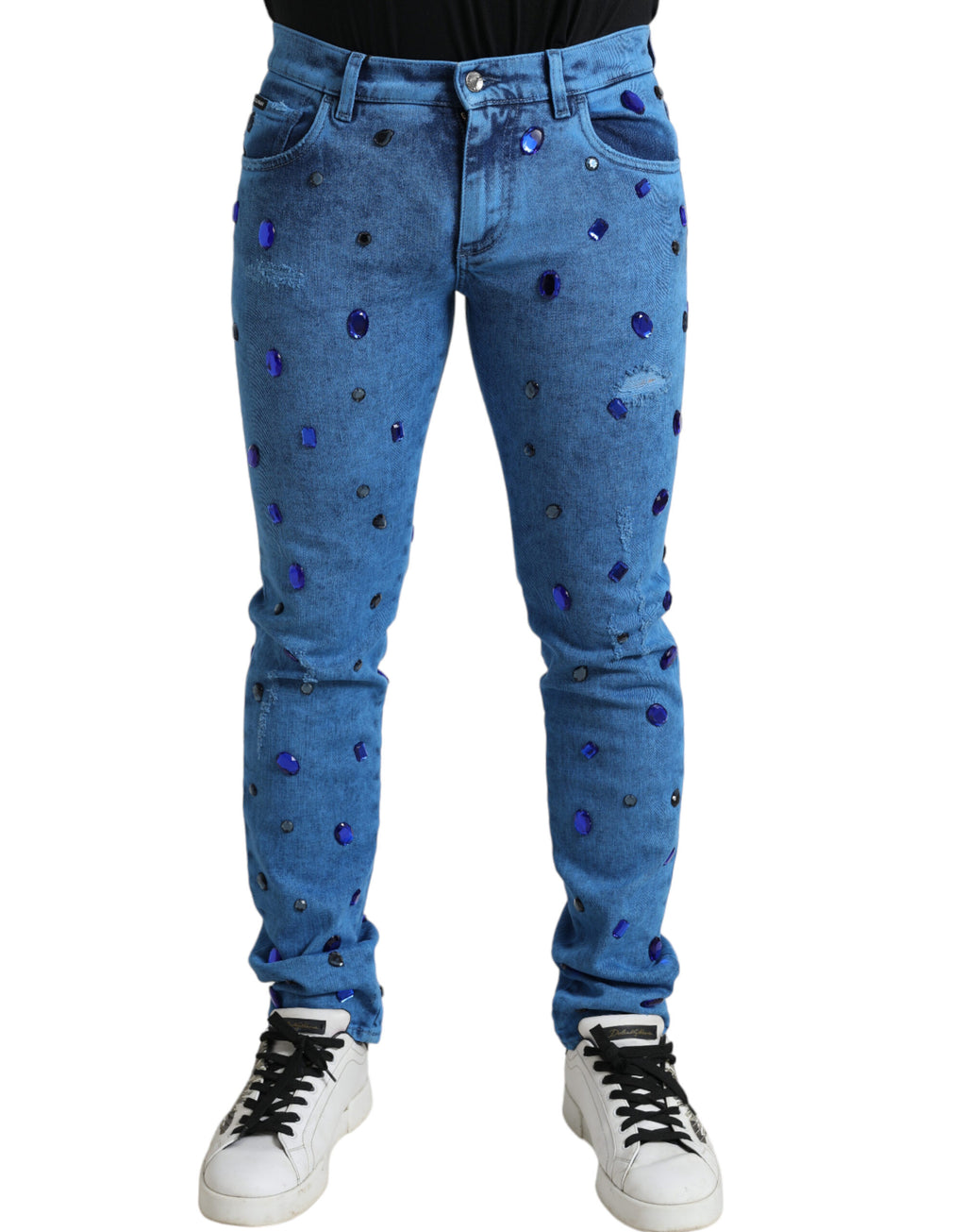 Dolce &amp; Gabbana – Enge Jeans mit Kristallverzierung
