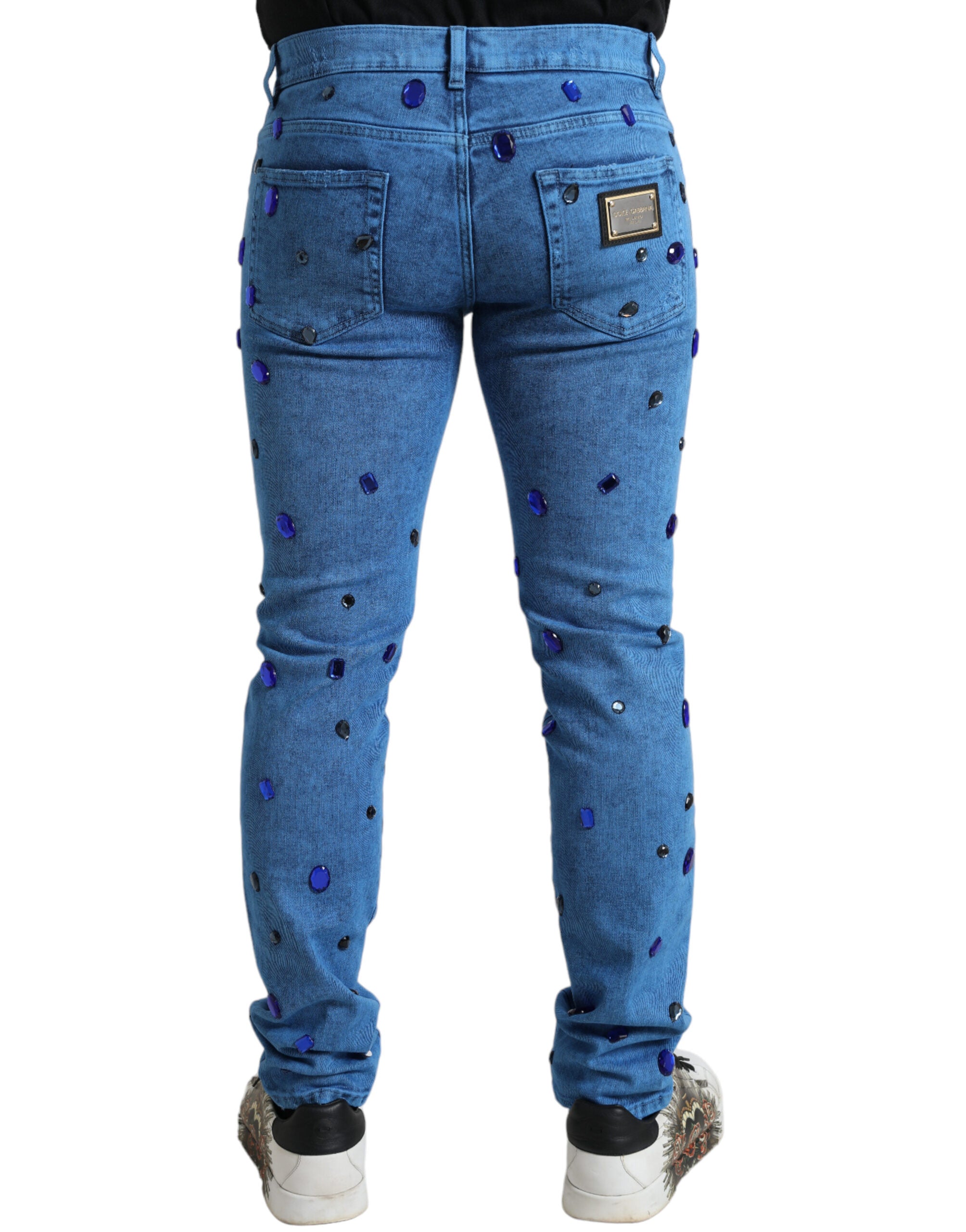 Dolce &amp; Gabbana – Enge Jeans mit Kristallverzierung