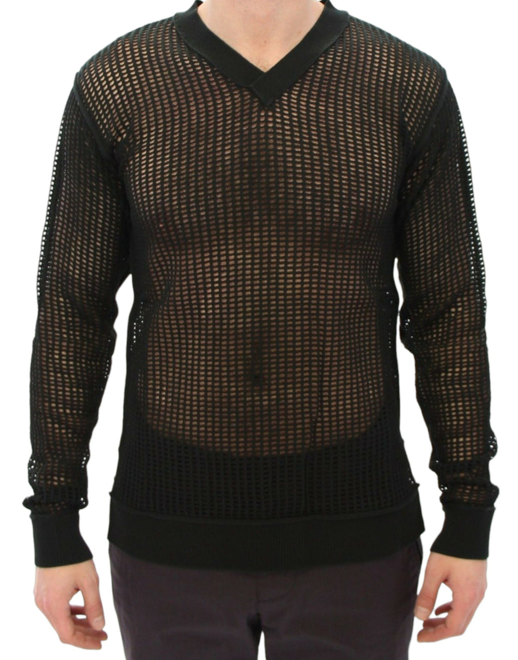 Dolce &amp; Gabbana Eleganter dunkelgrüner Strickpullover mit V-Ausschnitt