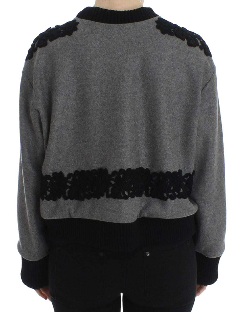 Dolce &amp; Gabbana Eleganter grauer Spitzenpullover aus Kaschmirmischung