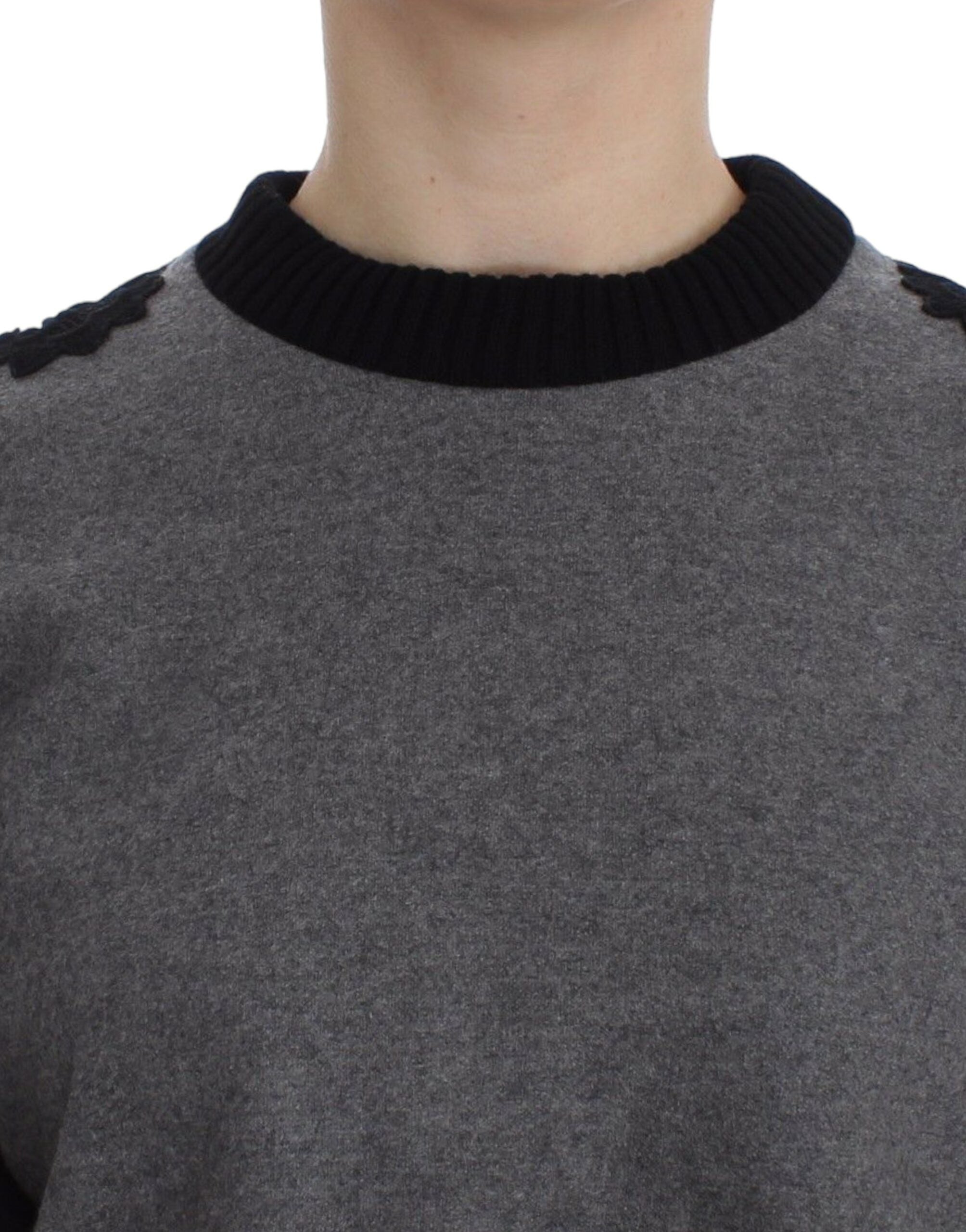 Dolce &amp; Gabbana Eleganter grauer Spitzenpullover aus Kaschmirmischung