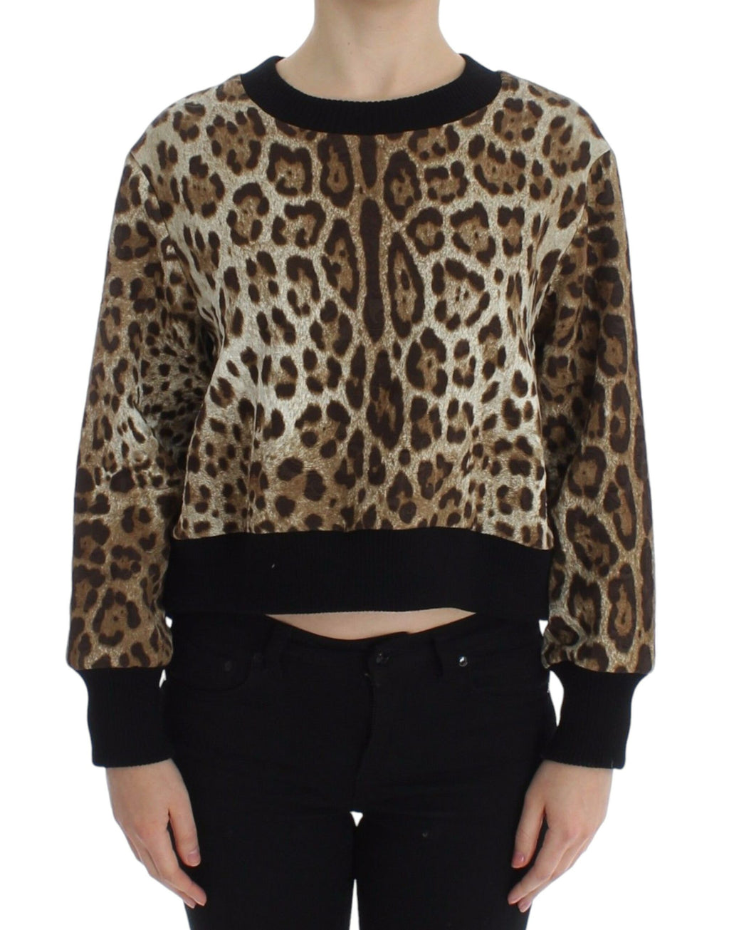Dolce &amp; Gabbana Elegantes kurzes Pullover-Oberteil mit Leopardenmuster