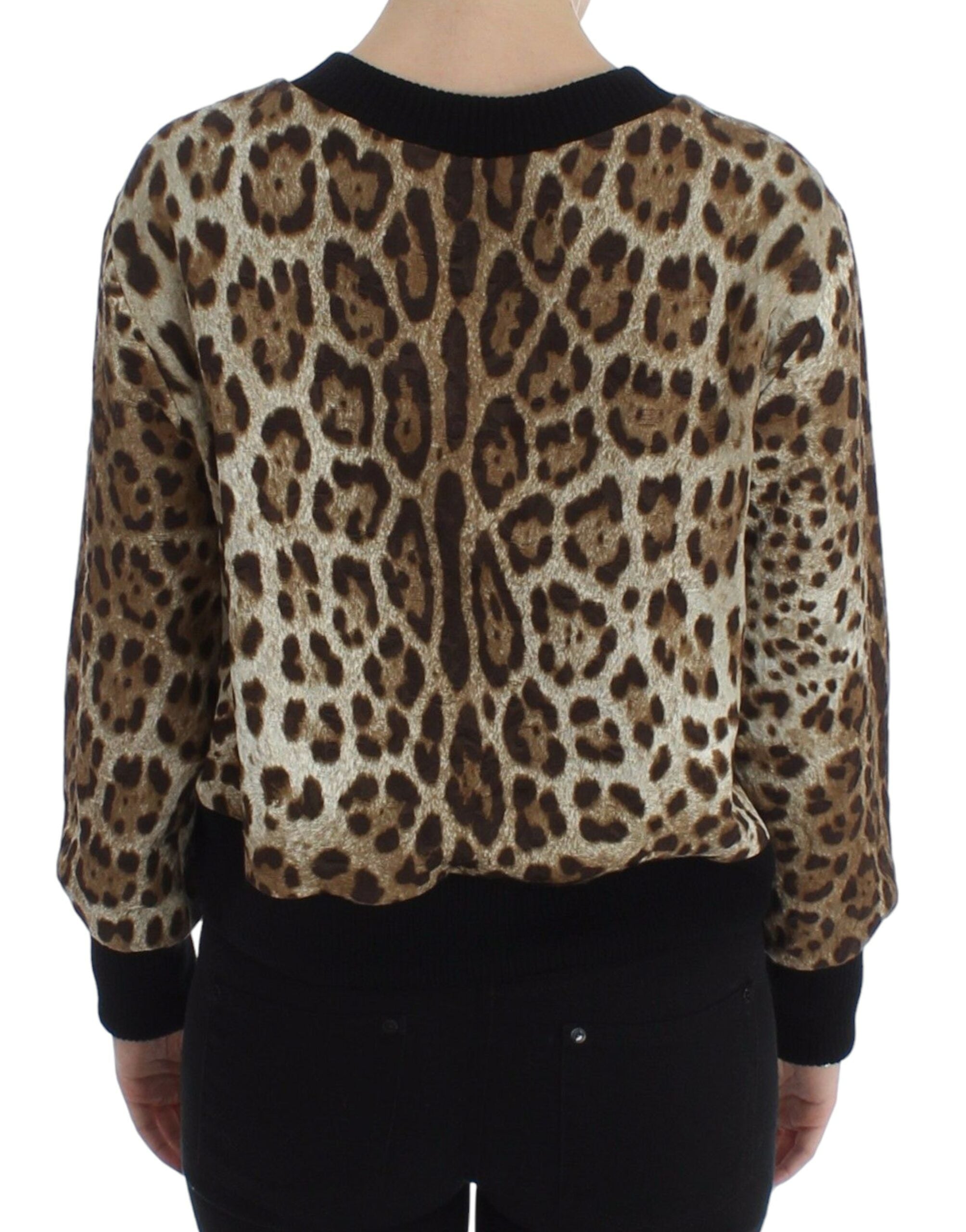 Dolce &amp; Gabbana Elegantes kurzes Pullover-Oberteil mit Leopardenmuster
