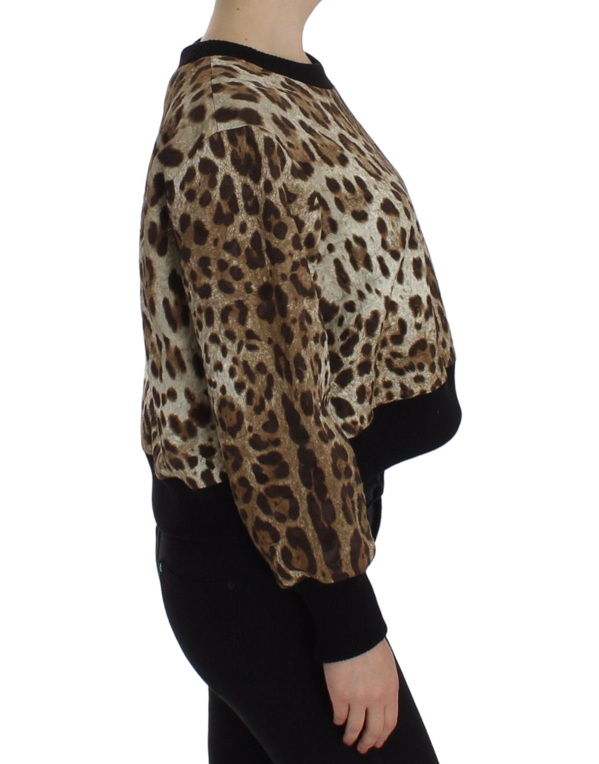Dolce &amp; Gabbana Elegantes kurzes Pullover-Oberteil mit Leopardenmuster