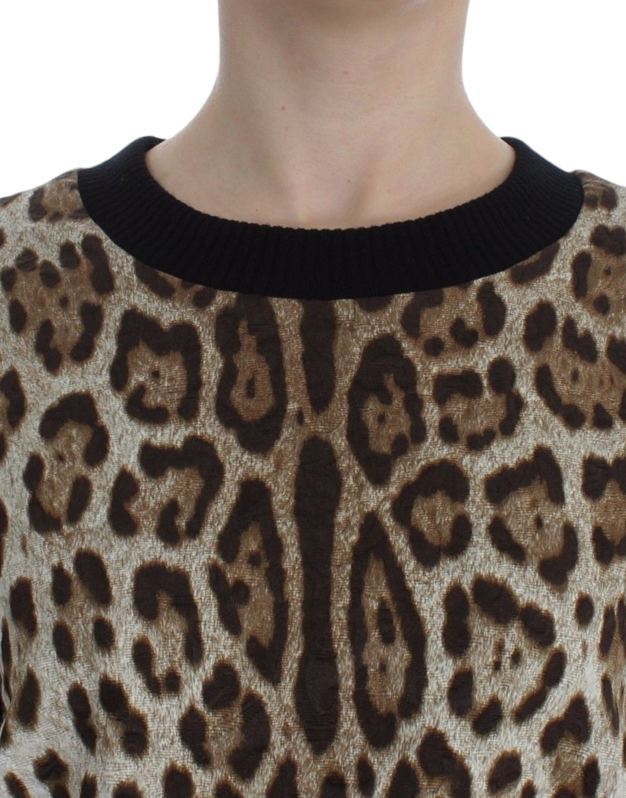 Dolce &amp; Gabbana Elegantes kurzes Pullover-Oberteil mit Leopardenmuster