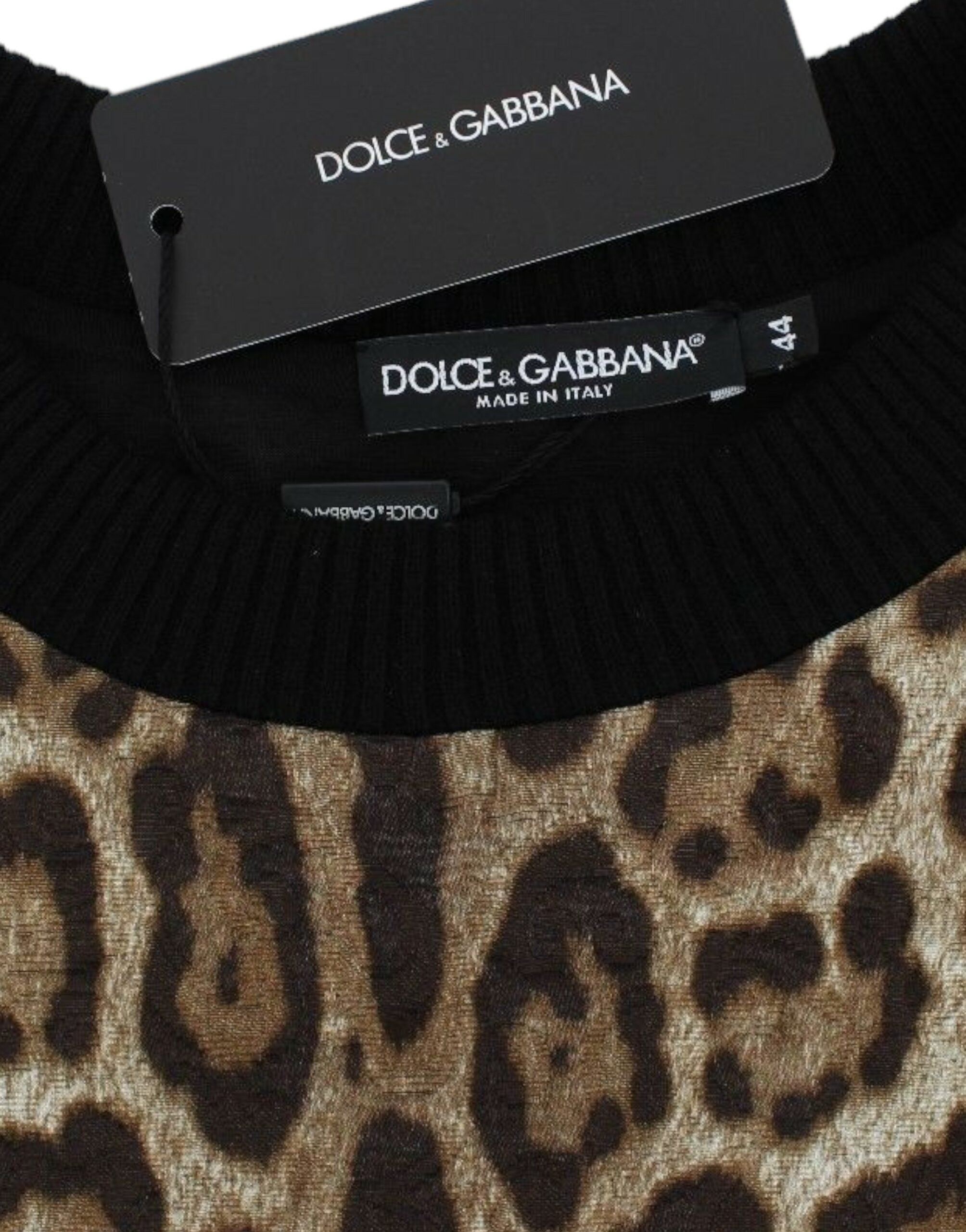 Dolce &amp; Gabbana Elegantes kurzes Pullover-Oberteil mit Leopardenmuster