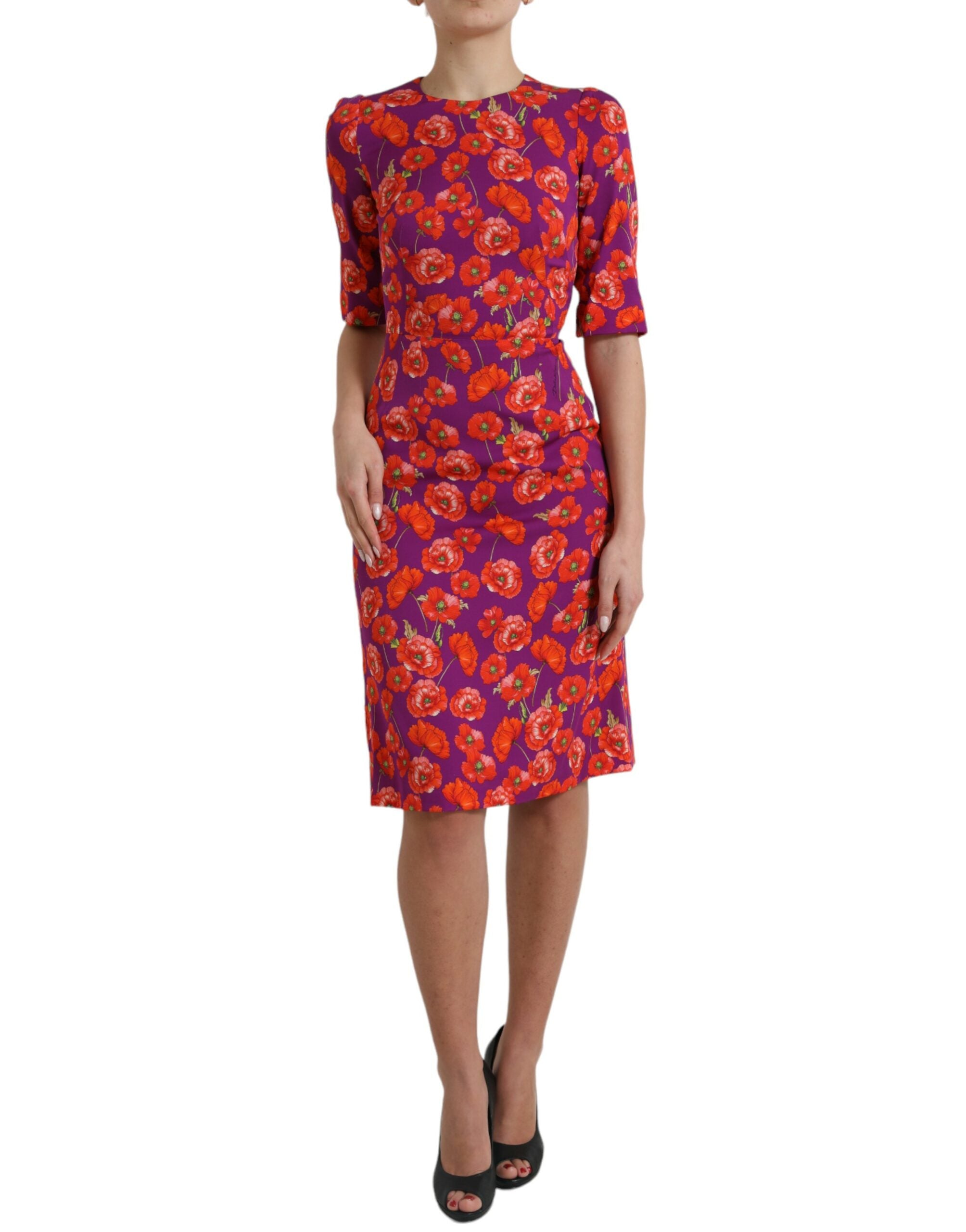 Dolce &amp; Gabbana Lebendiges Charmeuse-Kleid aus Seide mit Blumenmuster