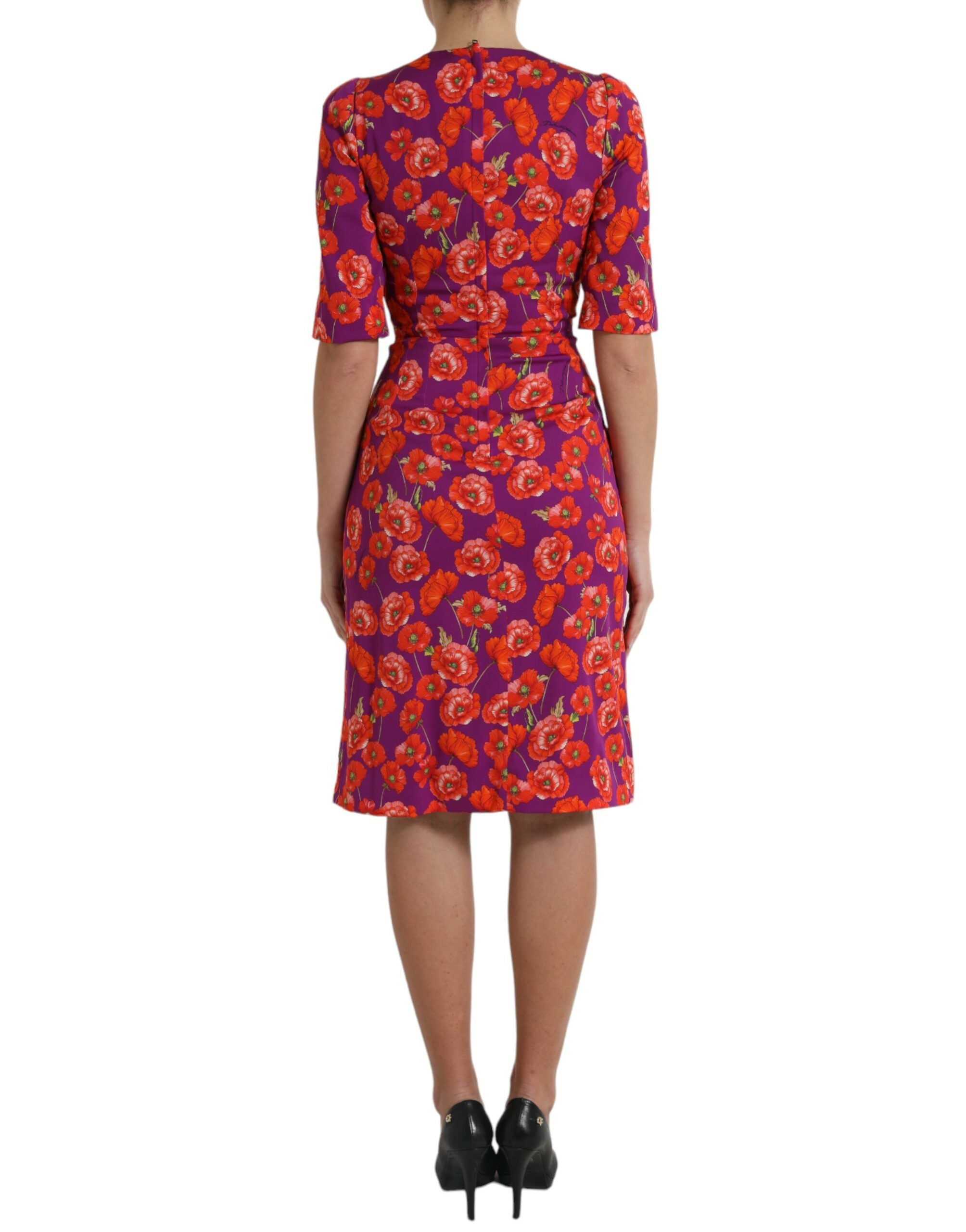 Dolce &amp; Gabbana Lebendiges Charmeuse-Kleid aus Seide mit Blumenmuster