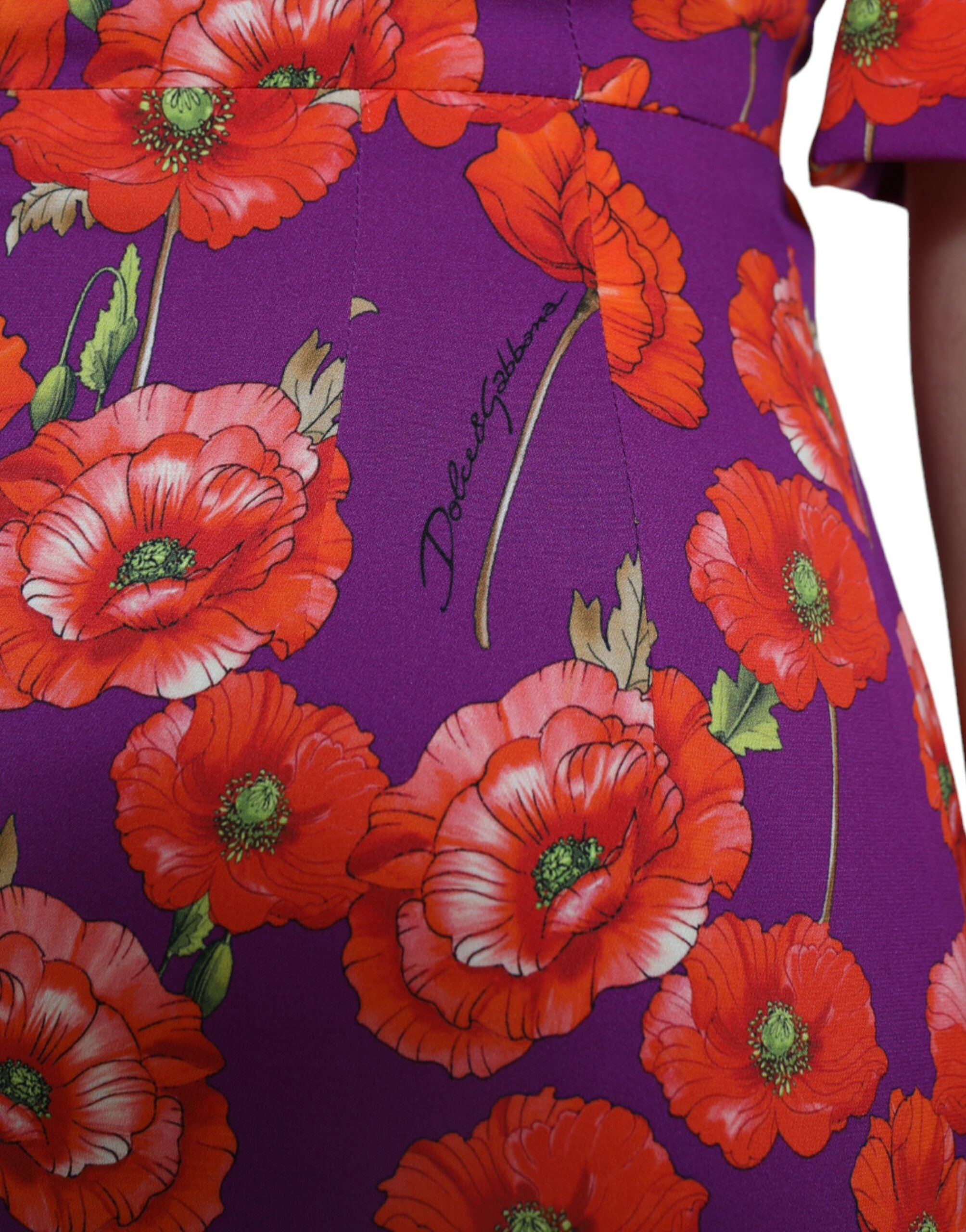 Dolce &amp; Gabbana Lebendiges Charmeuse-Kleid aus Seide mit Blumenmuster