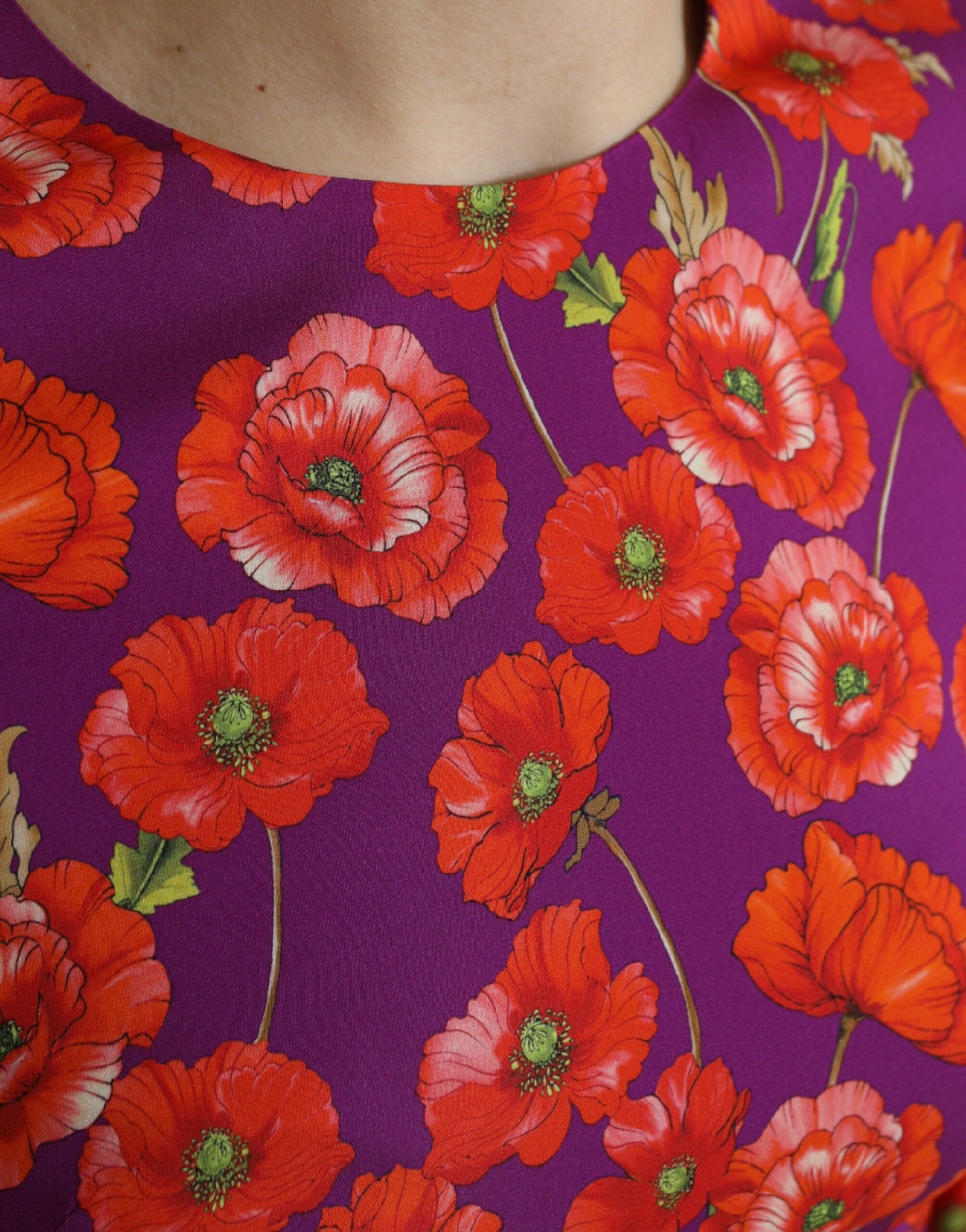 Dolce &amp; Gabbana Lebendiges Charmeuse-Kleid aus Seide mit Blumenmuster