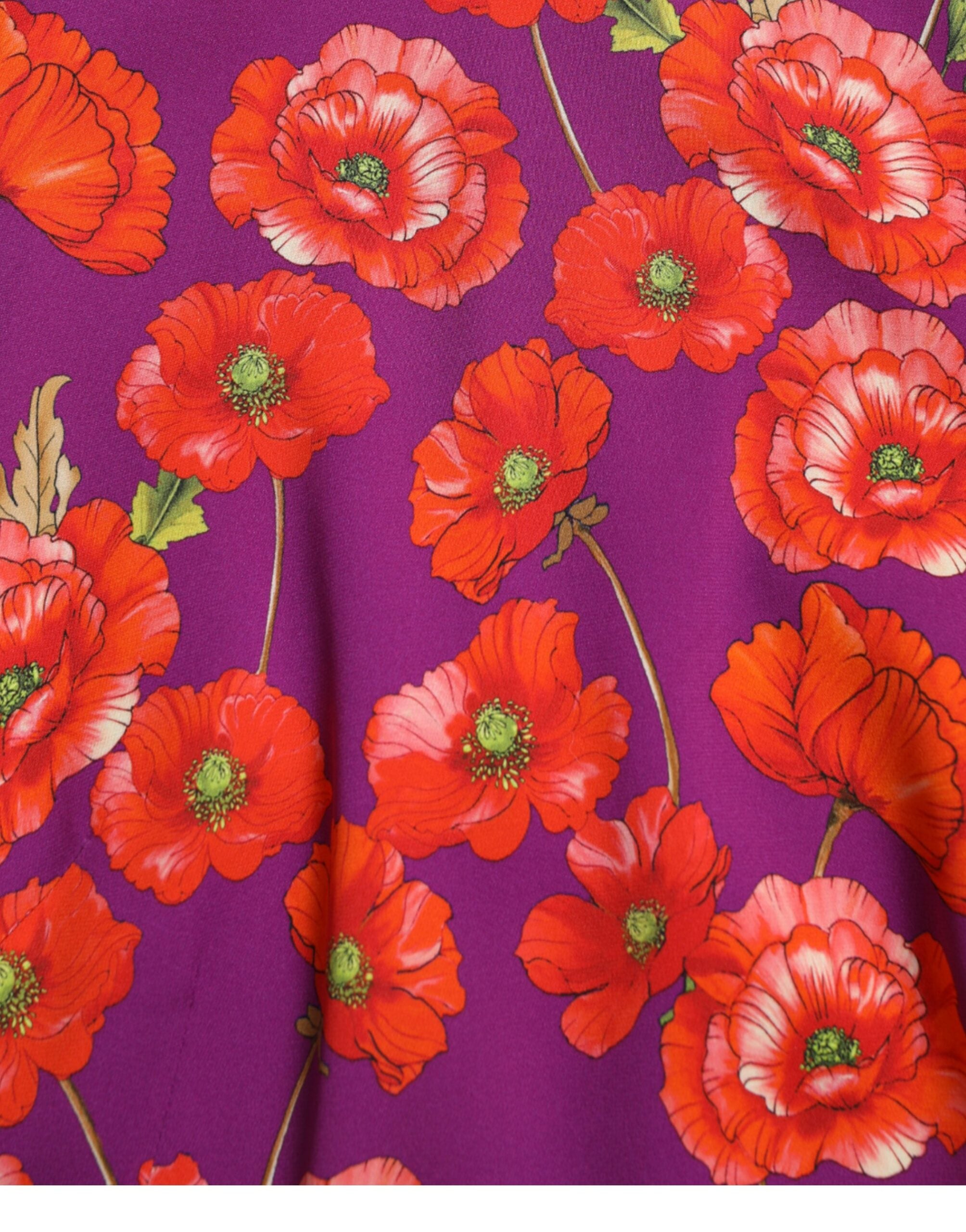 Dolce &amp; Gabbana Lebendiges Charmeuse-Kleid aus Seide mit Blumenmuster