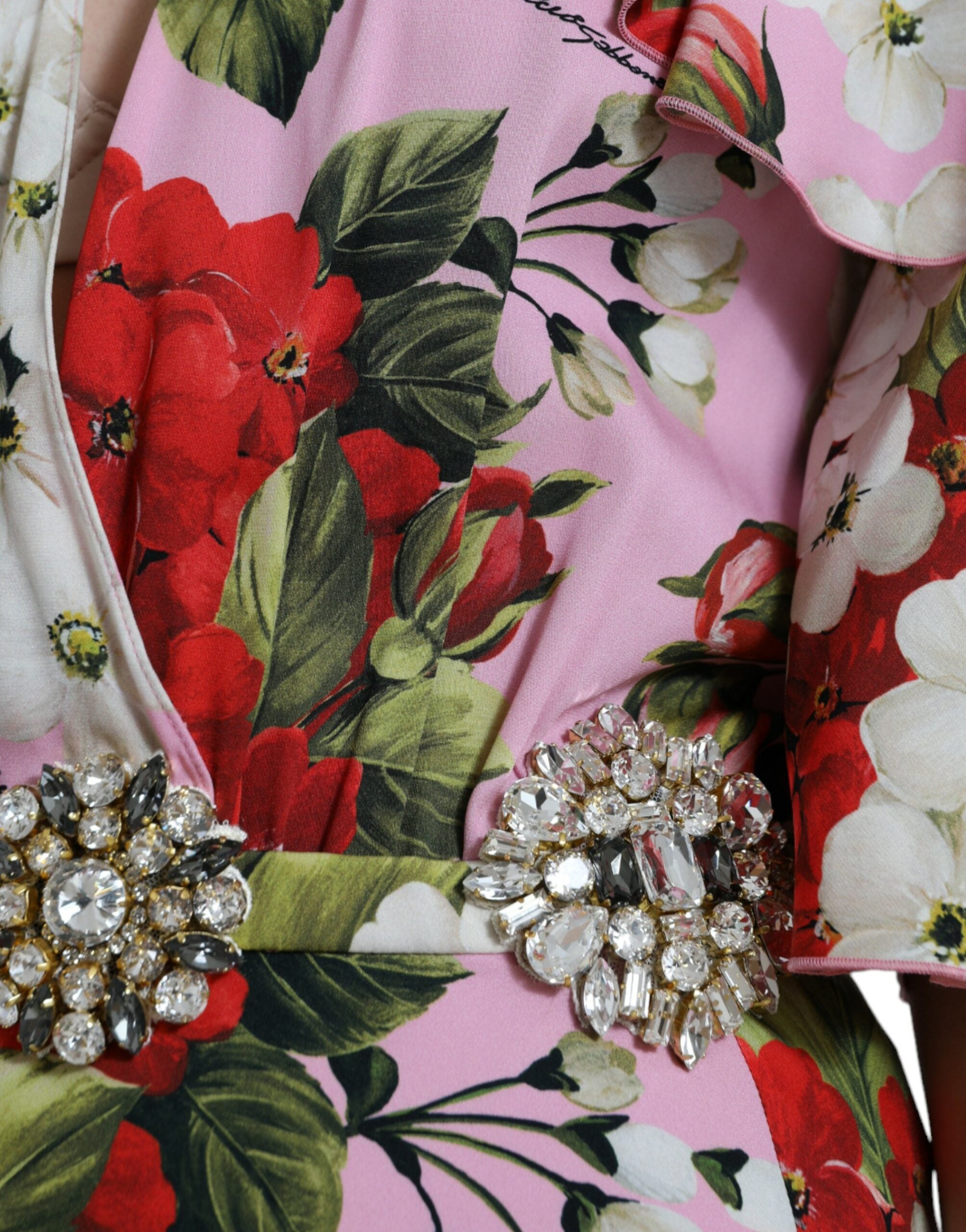 Dolce &amp; Gabbana Elegantes Seidenkleid mit Kristallverzierung