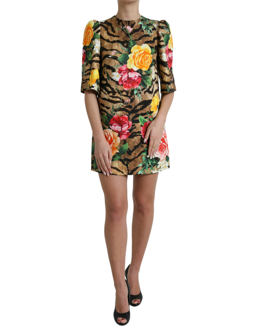 Dolce &amp; Gabbana – Mini-Etuikleid mit Animal- und Blumenprint