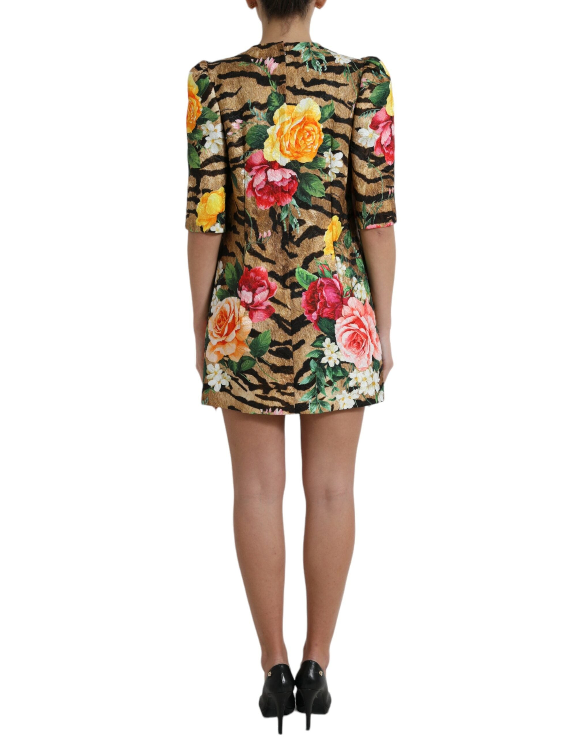 Dolce &amp; Gabbana – Mini-Etuikleid mit Animal- und Blumenprint