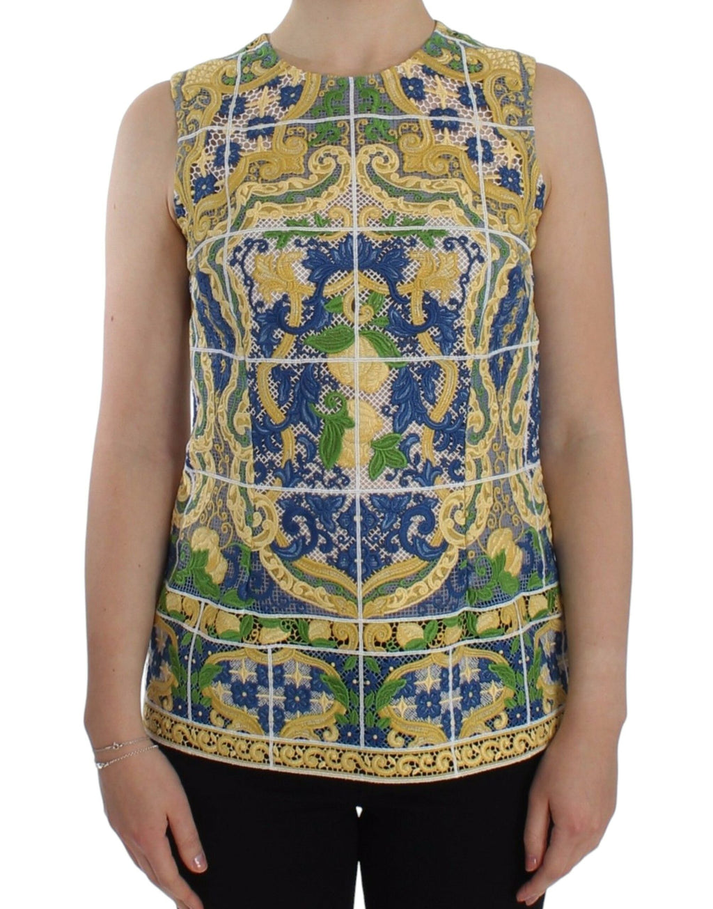 Dolce &amp; Gabbana Majolika bestickte ärmellose Eleganz