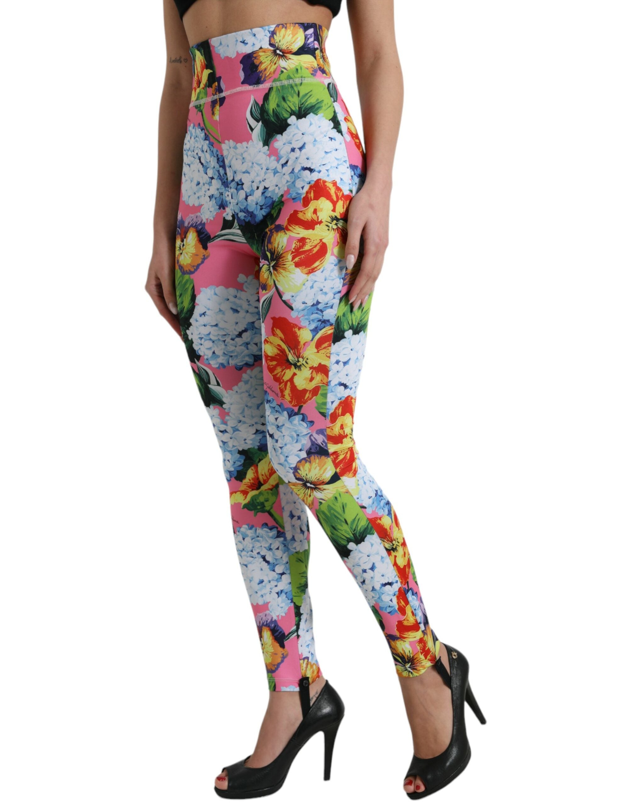 Dolce &amp; Gabbana – Exquisite Leggings mit Blumenmuster und hoher Taille