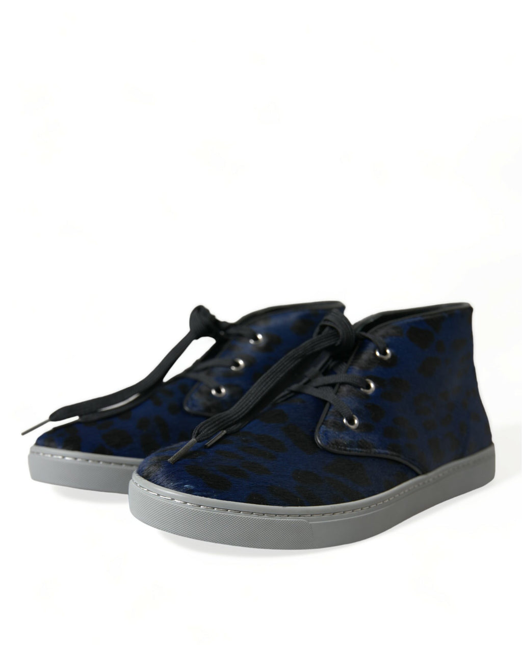 Dolce &amp; Gabbana – Schicke Mid-Top-Sneakers mit blauem Leopardenmuster