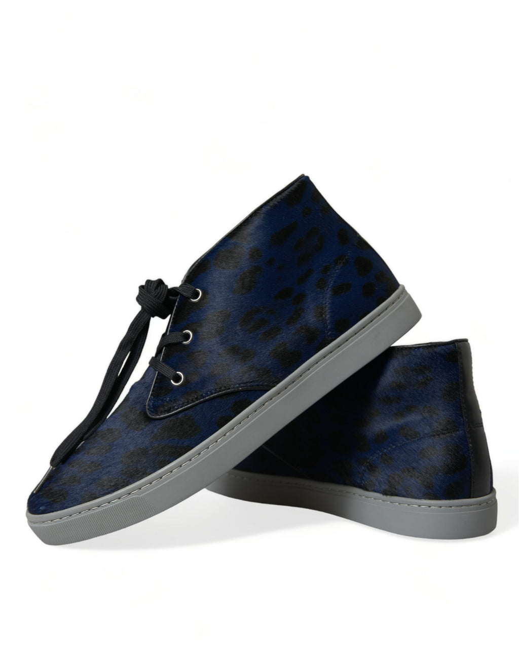 Dolce &amp; Gabbana – Schicke Mid-Top-Sneakers mit blauem Leopardenmuster