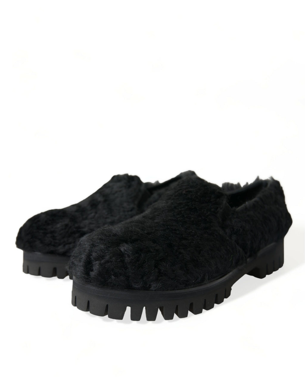 Dolce &amp; Gabbana Elegante Slipper aus schwarzem Pelz für Herren