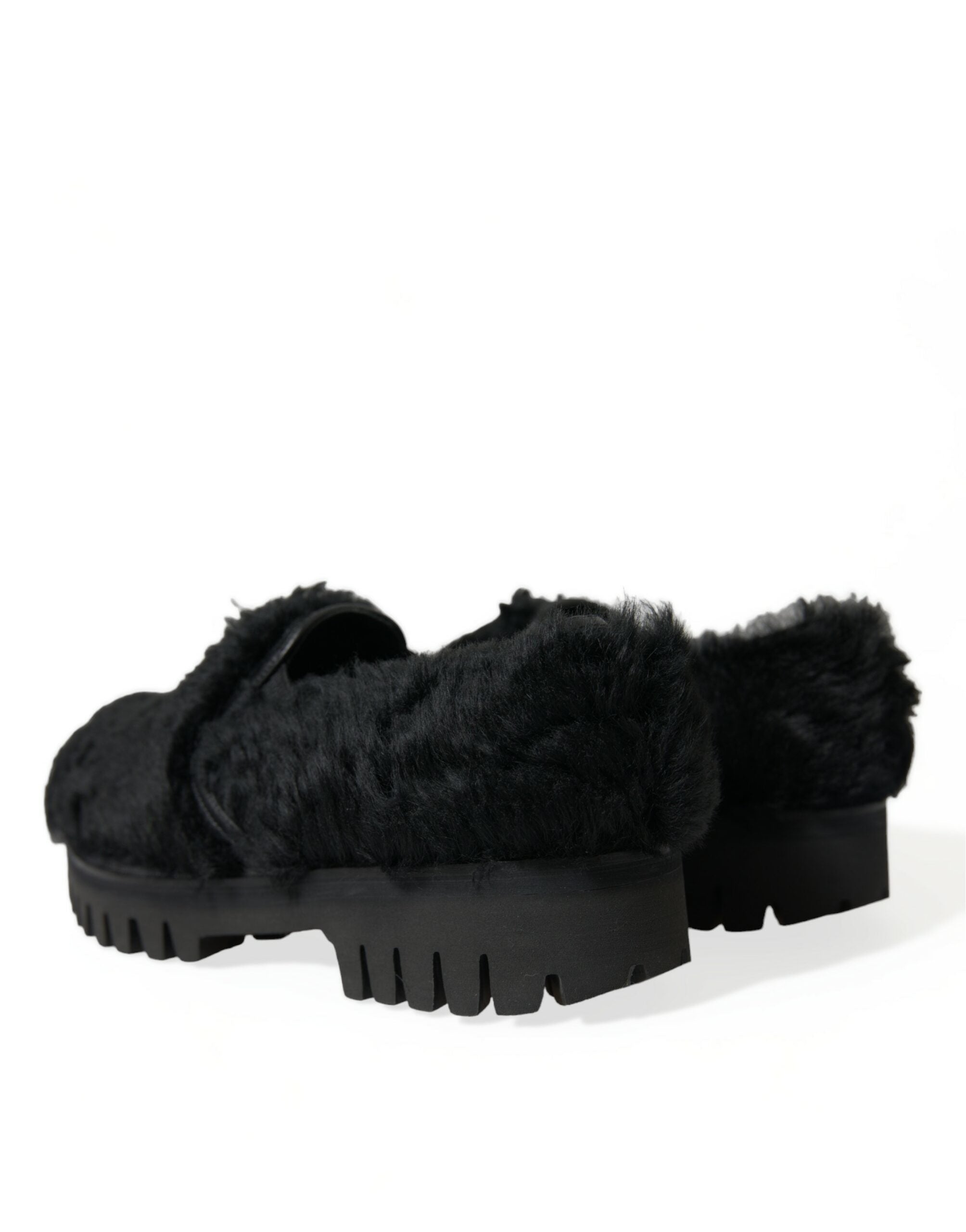 Dolce &amp; Gabbana Elegante Slipper aus schwarzem Pelz für Herren