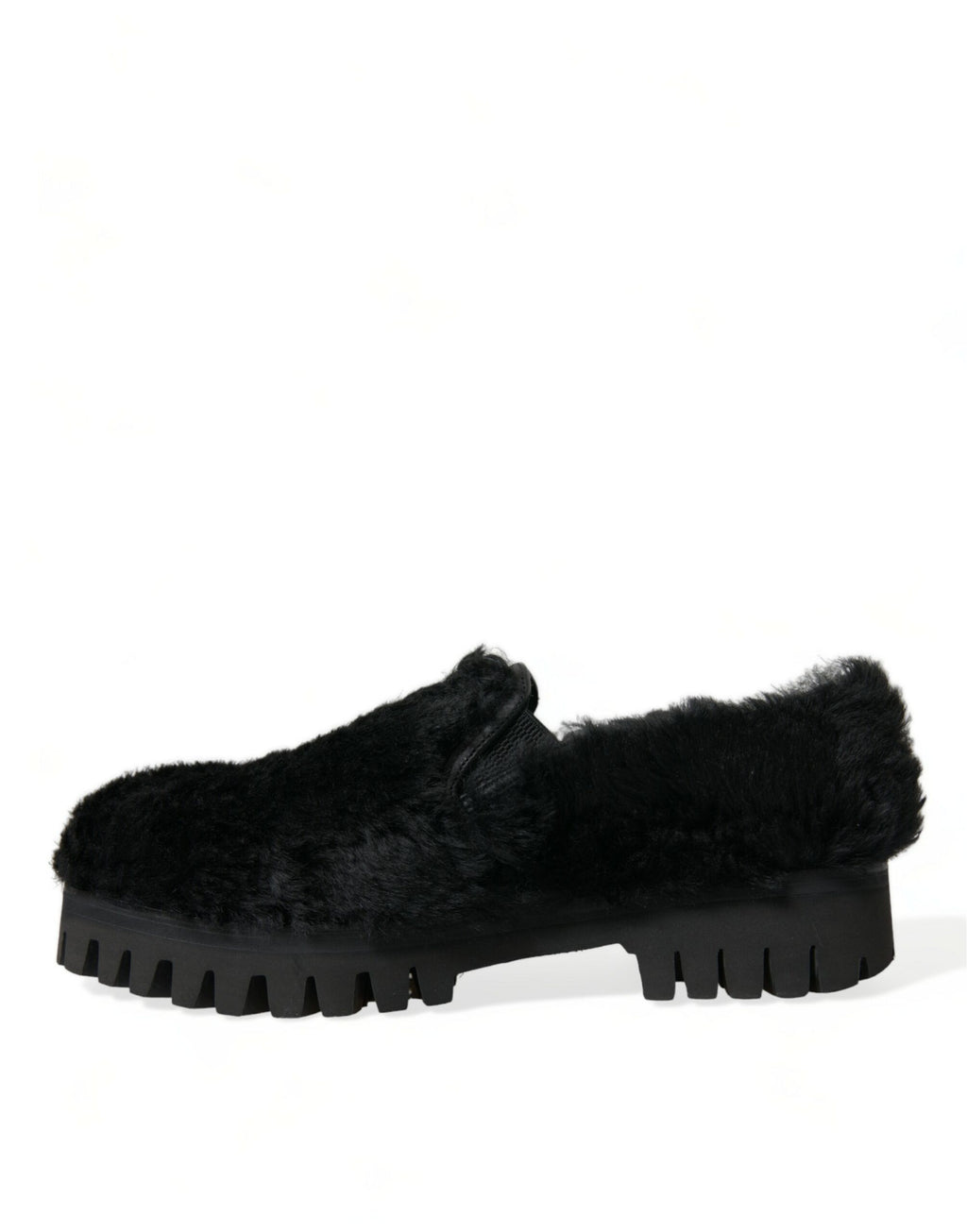 Dolce &amp; Gabbana Elegante Slipper aus schwarzem Pelz für Herren