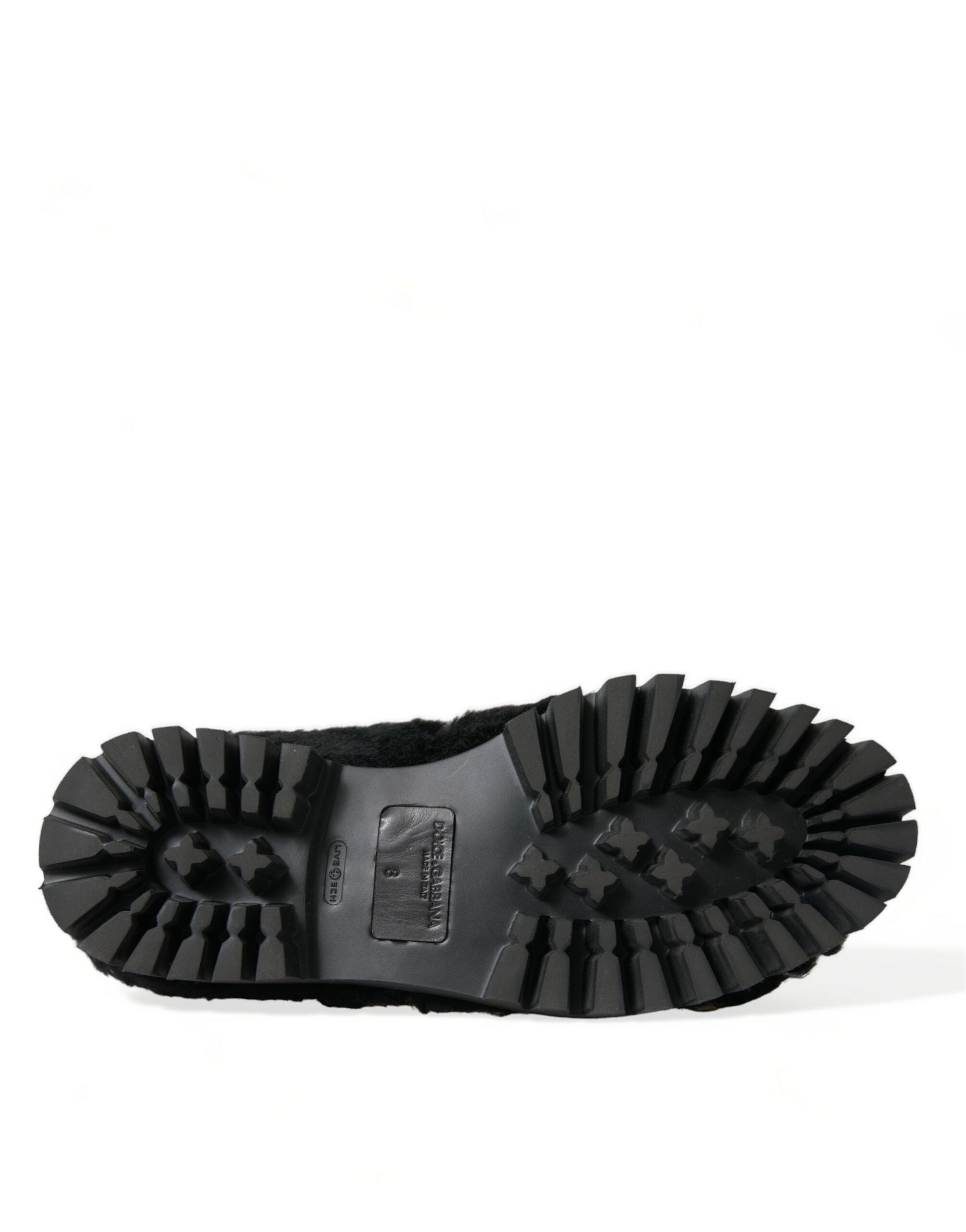 Dolce &amp; Gabbana Elegante Slipper aus schwarzem Pelz für Herren