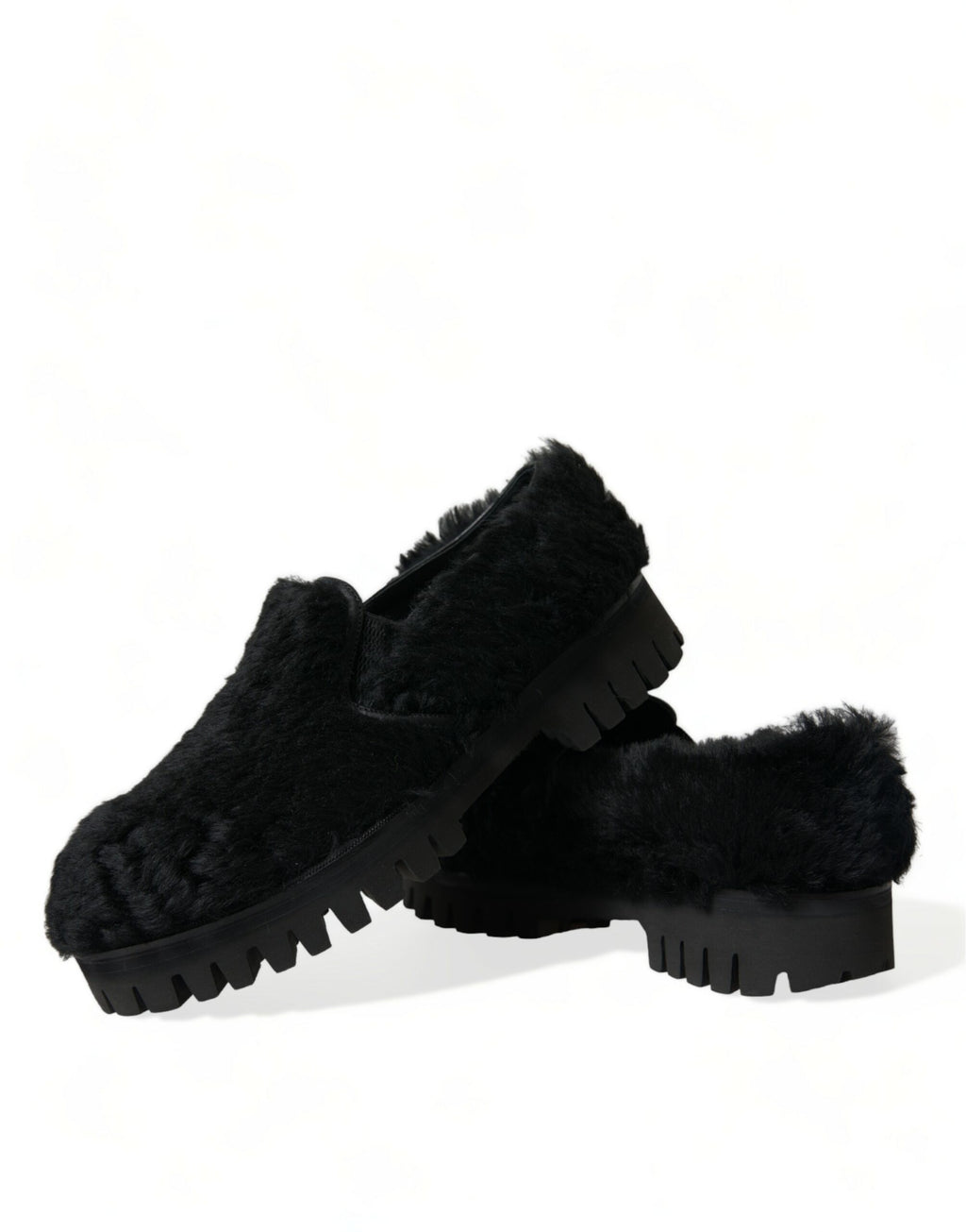 Dolce &amp; Gabbana Elegante Slipper aus schwarzem Pelz für Herren