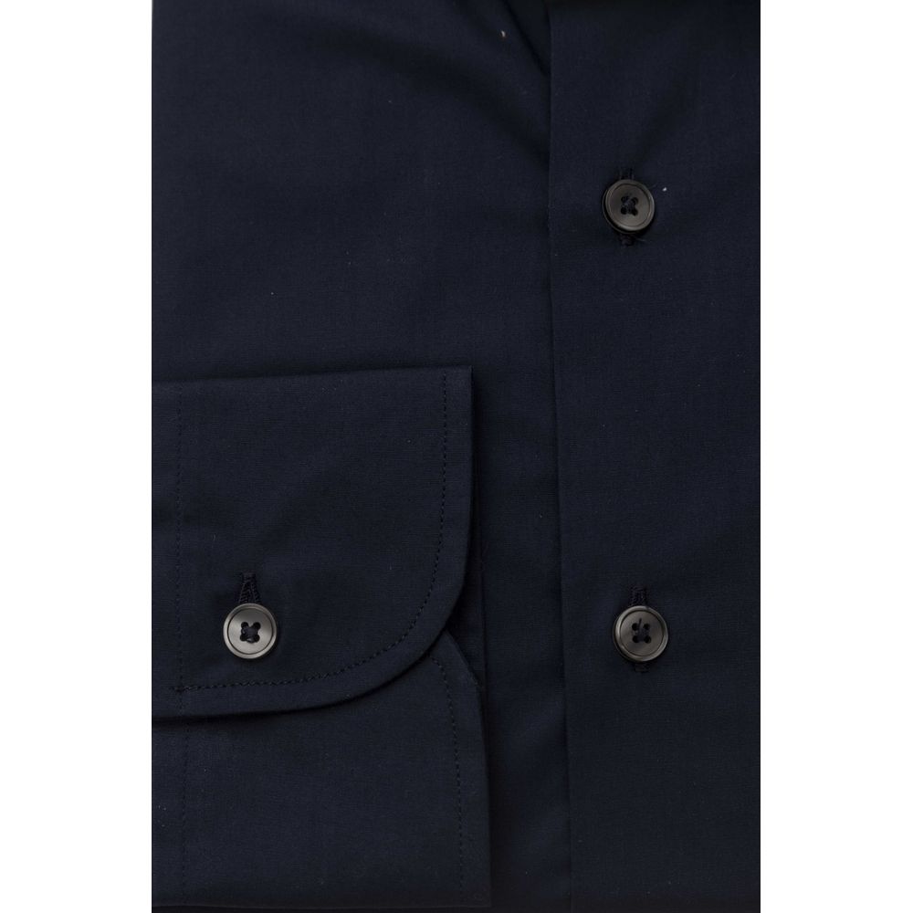 Bagutta Blue Cotton Men Shirt with French Collar