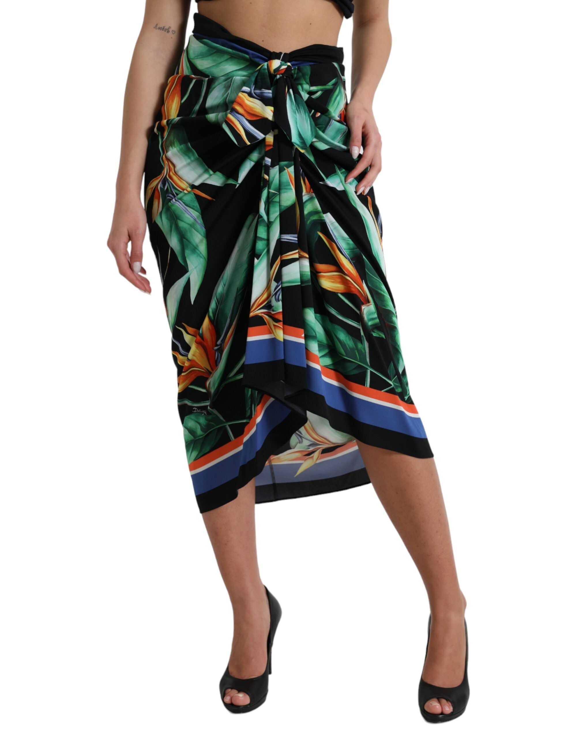 Dolce &amp; Gabbana – Eleganter Midirock mit Blumenmuster und hoher Taille
