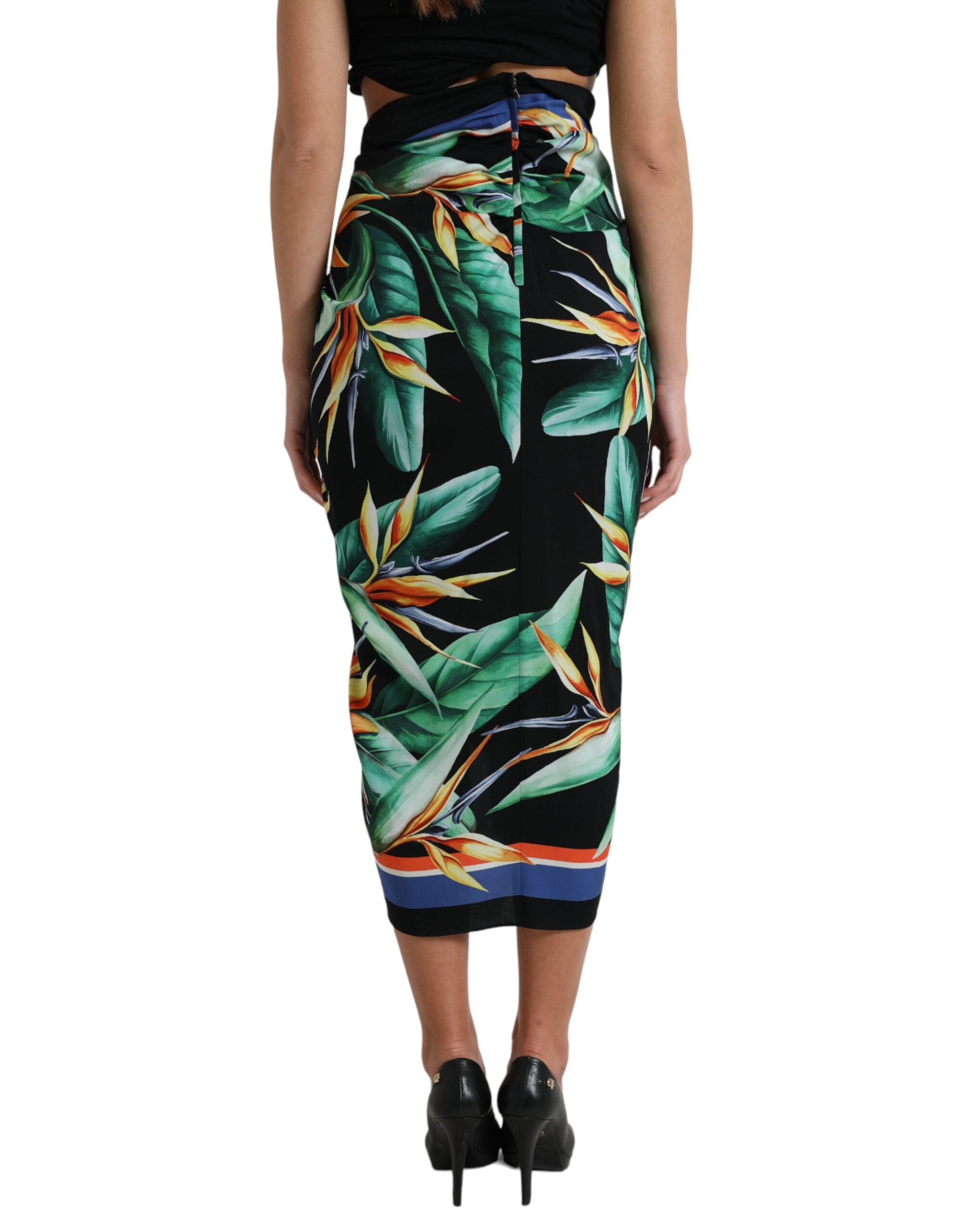 Dolce &amp; Gabbana – Eleganter Midirock mit Blumenmuster und hoher Taille