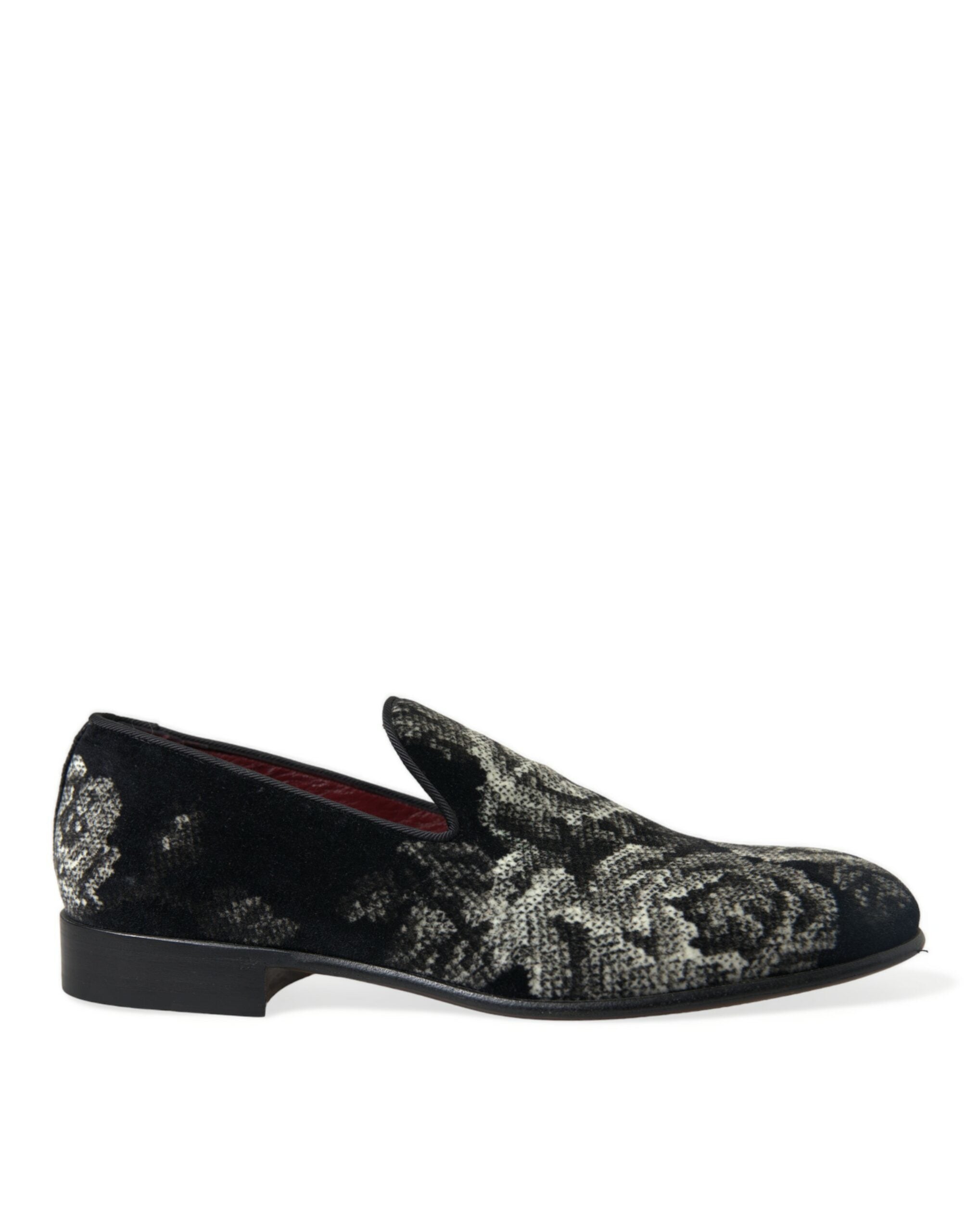 Dolce &amp; Gabbana Elegante Loafer aus Samt mit Blumenmuster