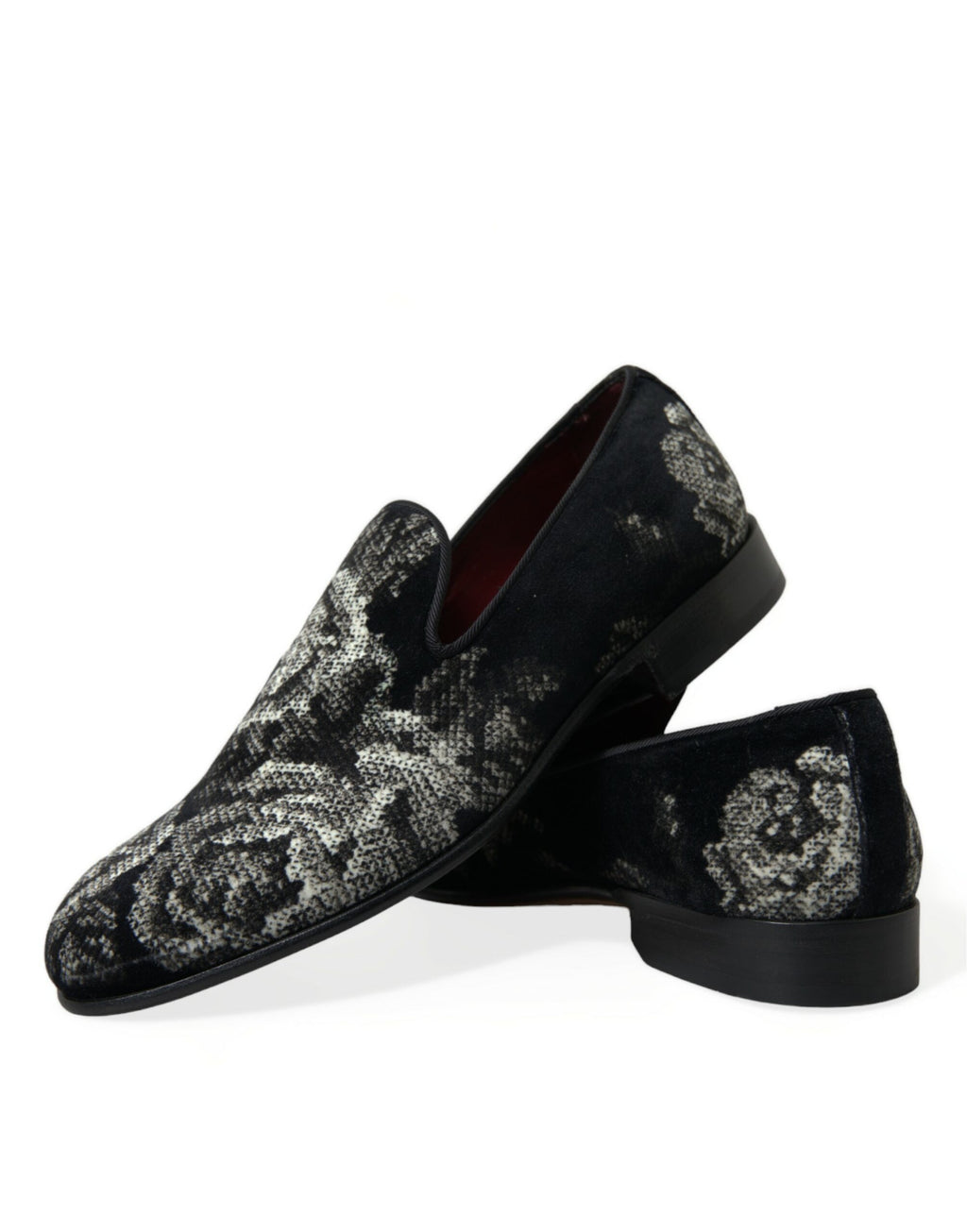 Dolce &amp; Gabbana Elegante Loafer aus Samt mit Blumenmuster
