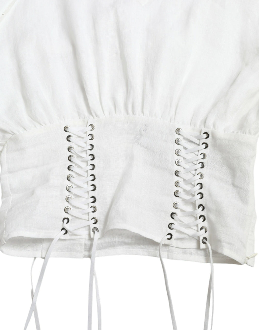 Dolce & Gabbana White Cotton Corset Cropped Long Sleeves Topclothing