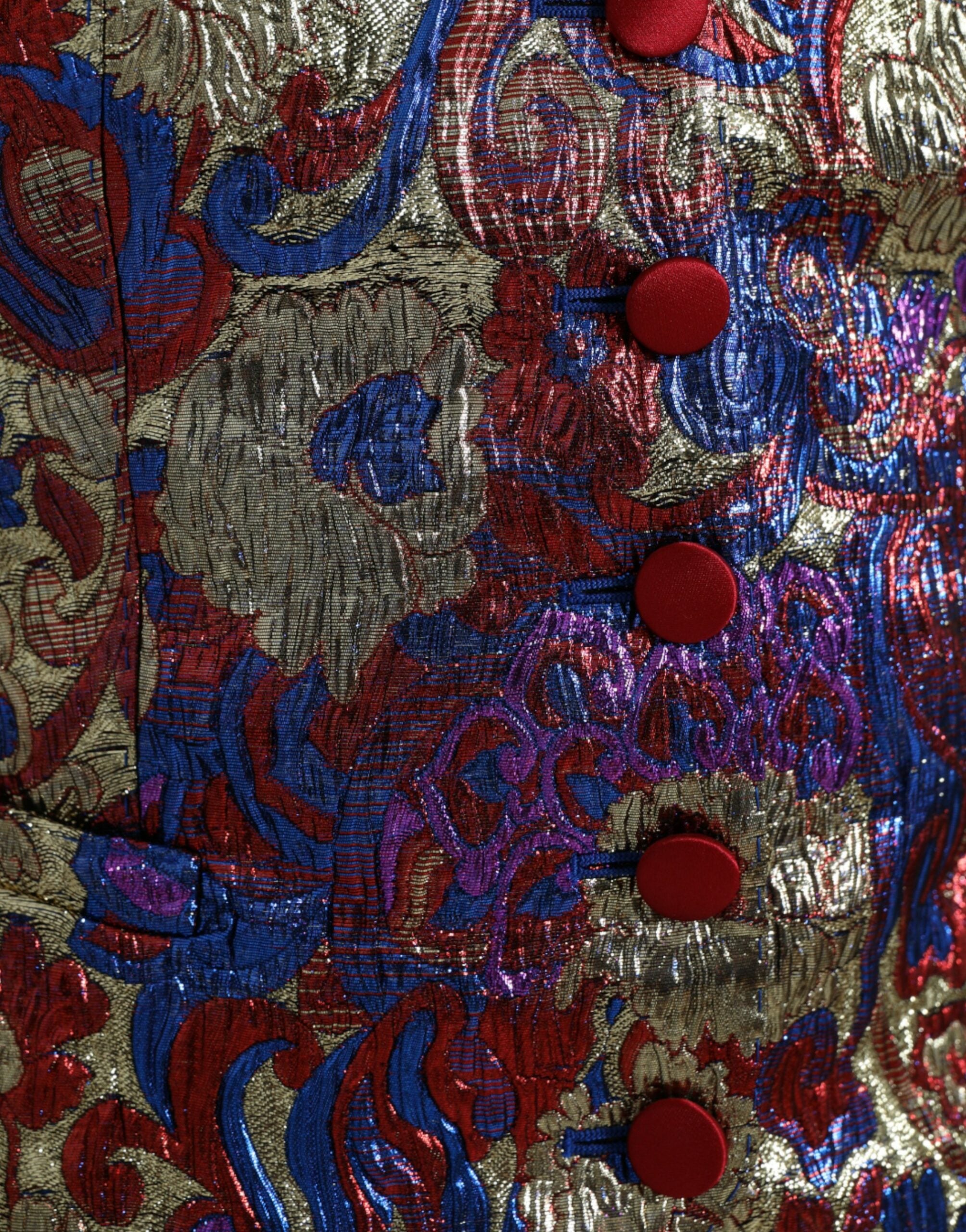 Dolce &amp; Gabbana – Mehrfarbige Weste aus Jacquard mit Blumenmuster