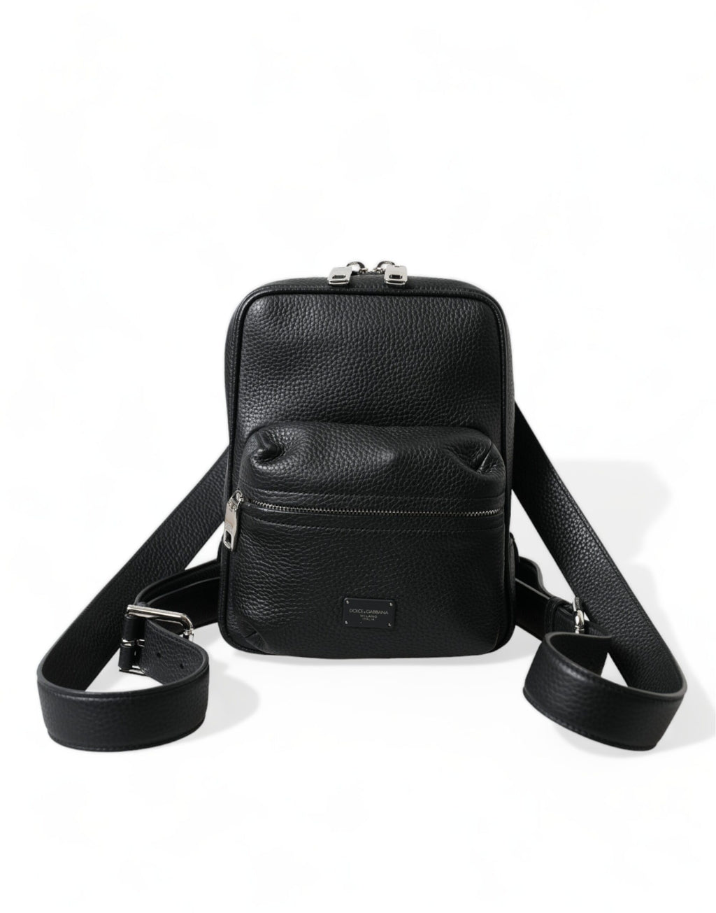Dolce &amp; Gabbana Chic – Kleiner Rucksack aus schwarzem Kalbsleder
