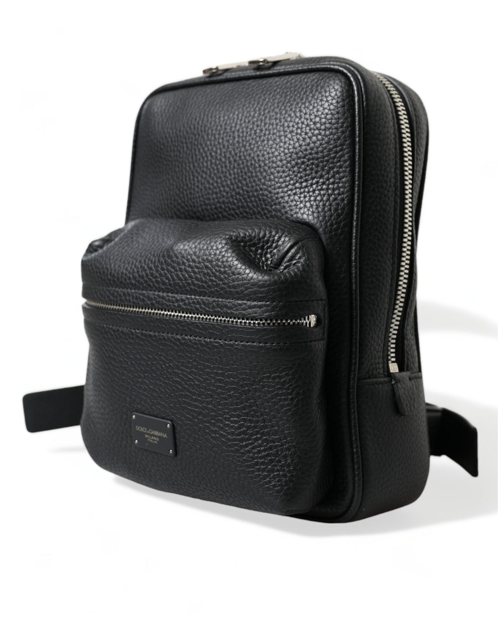 Dolce &amp; Gabbana Chic – Kleiner Rucksack aus schwarzem Kalbsleder