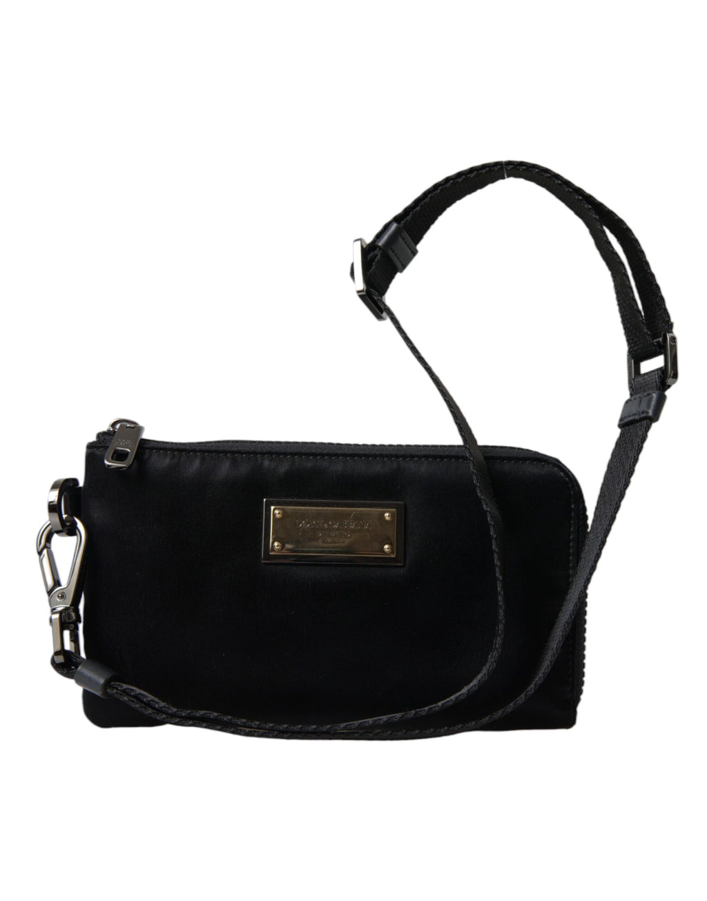 Dolce &amp; Gabbana Elegante schwarze Nylon- und Ledertasche