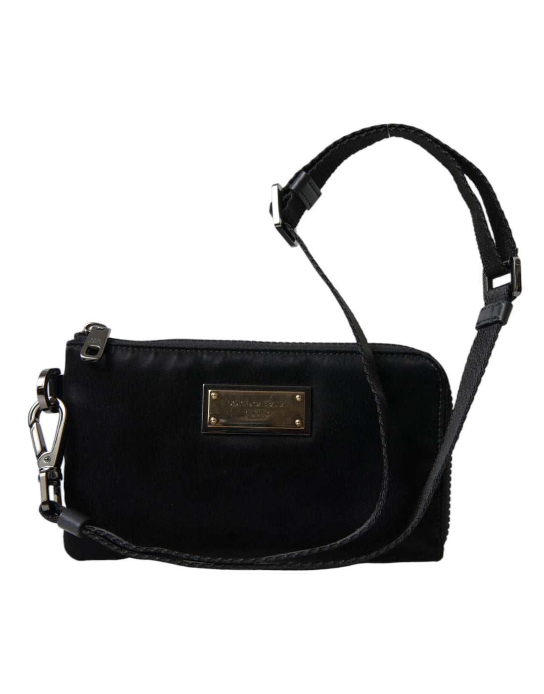Dolce &amp; Gabbana Elegante schwarze Nylon- und Ledertasche