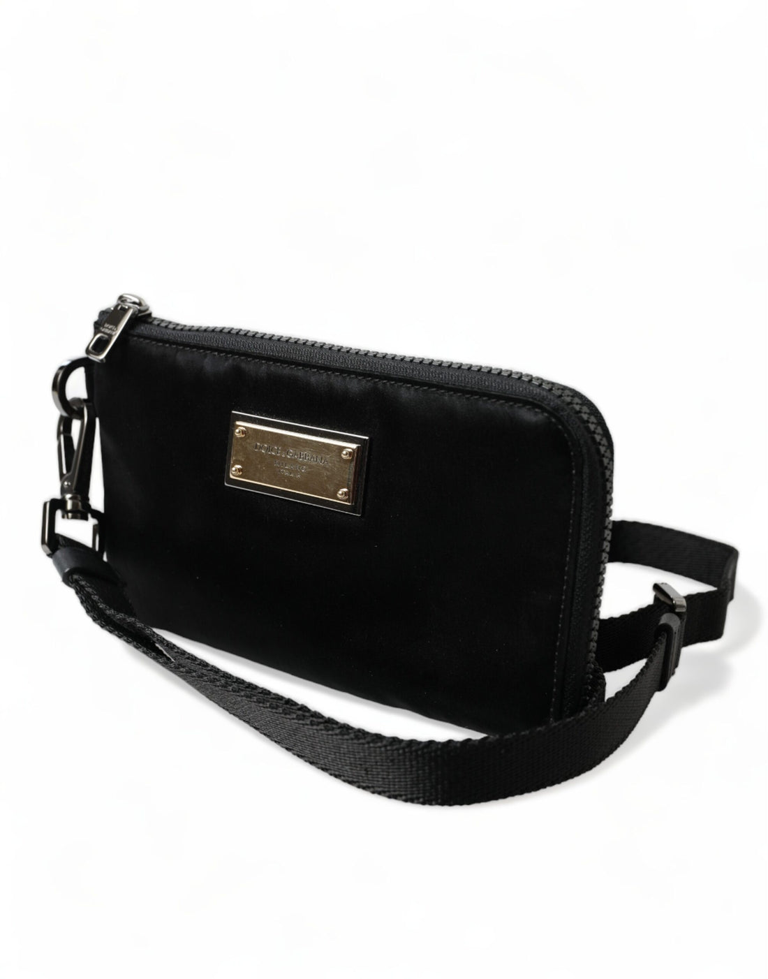 Dolce &amp; Gabbana Elegante schwarze Nylon- und Ledertasche