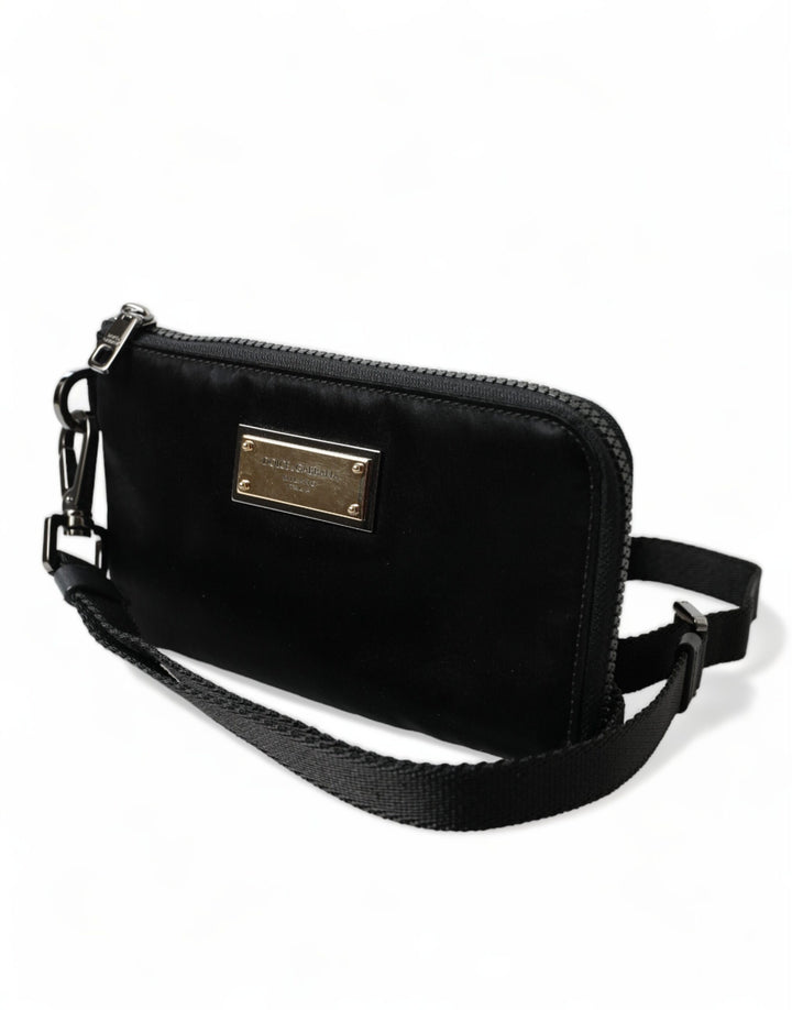 Dolce &amp; Gabbana Elegante schwarze Nylon- und Ledertasche
