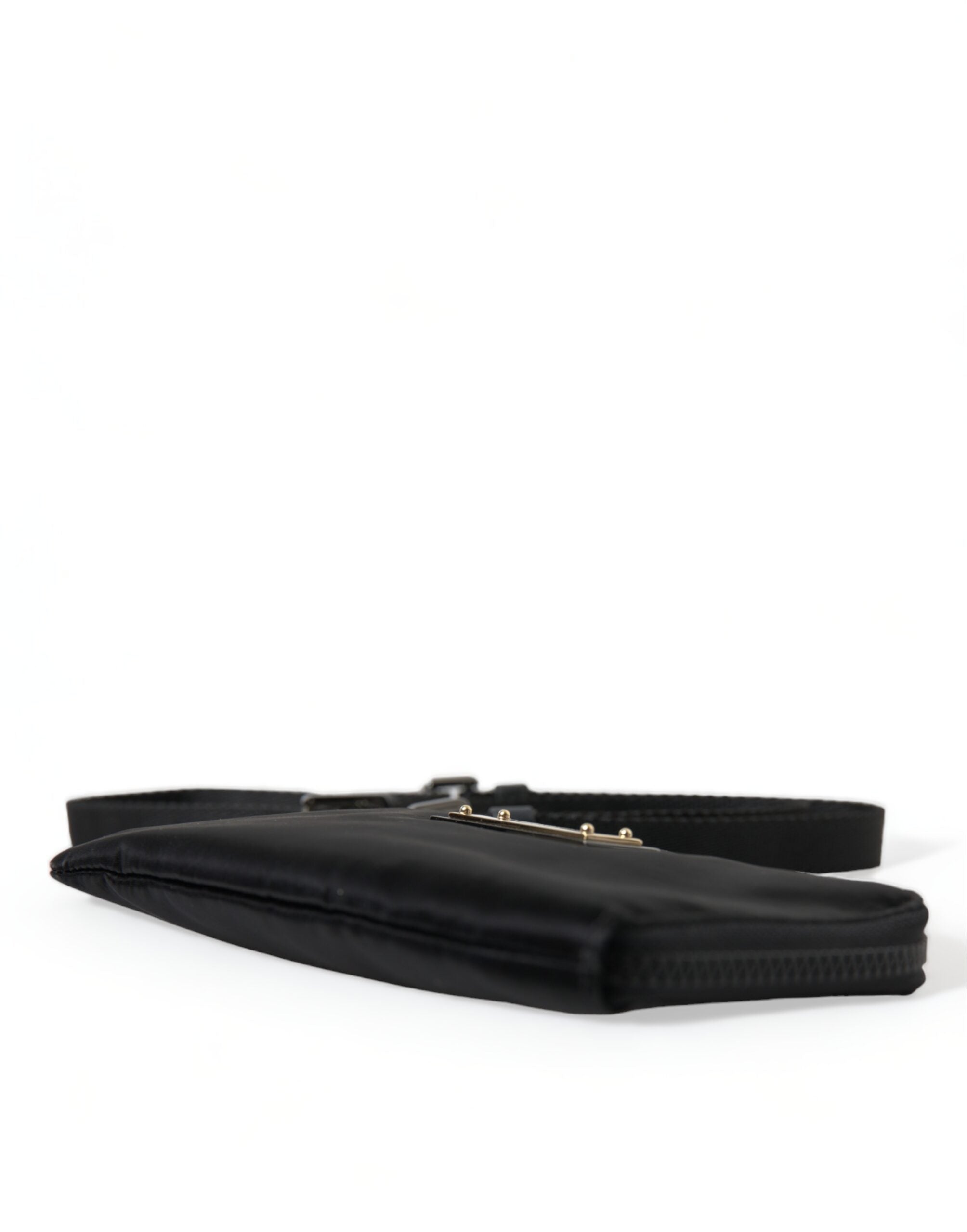 Dolce &amp; Gabbana Elegante schwarze Nylon- und Ledertasche